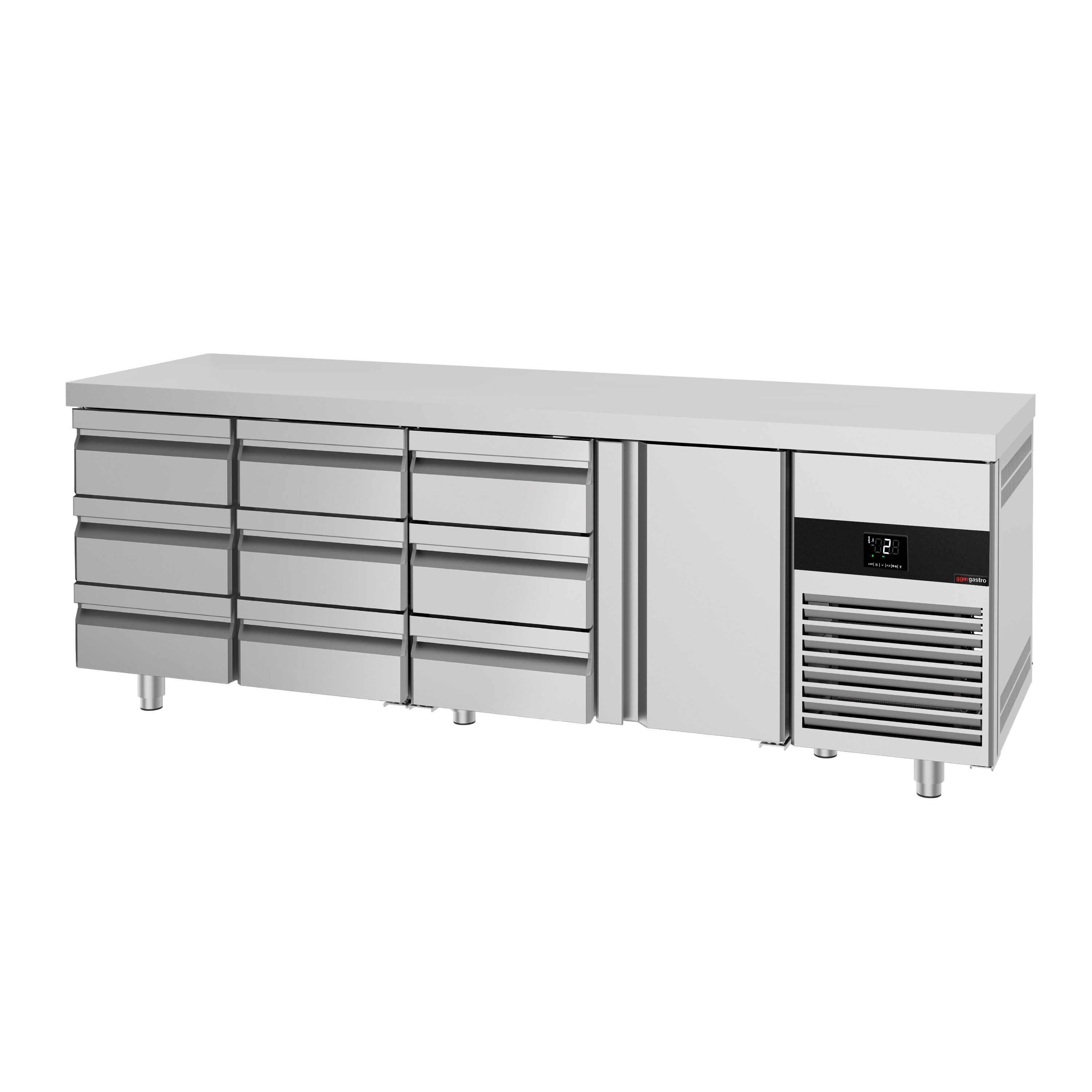 Table réfrigérée PREMIUM - 2330 x 700 mm - avec 1 porte - 9 tiroirs