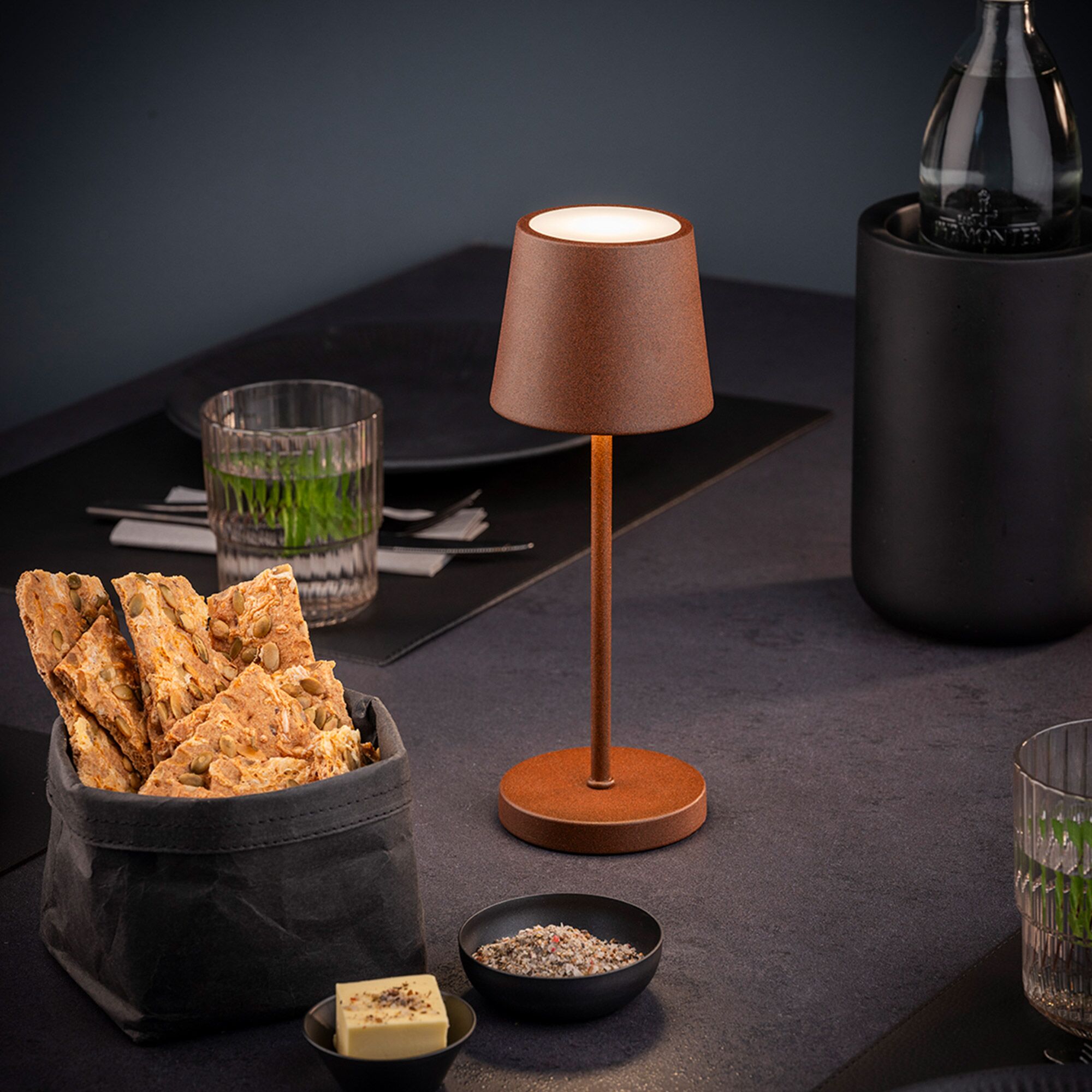 (4 pièces) Lampe de table – MERLE MINI – dimmable en 3 niveaux – Ø 90 mm – Rouille