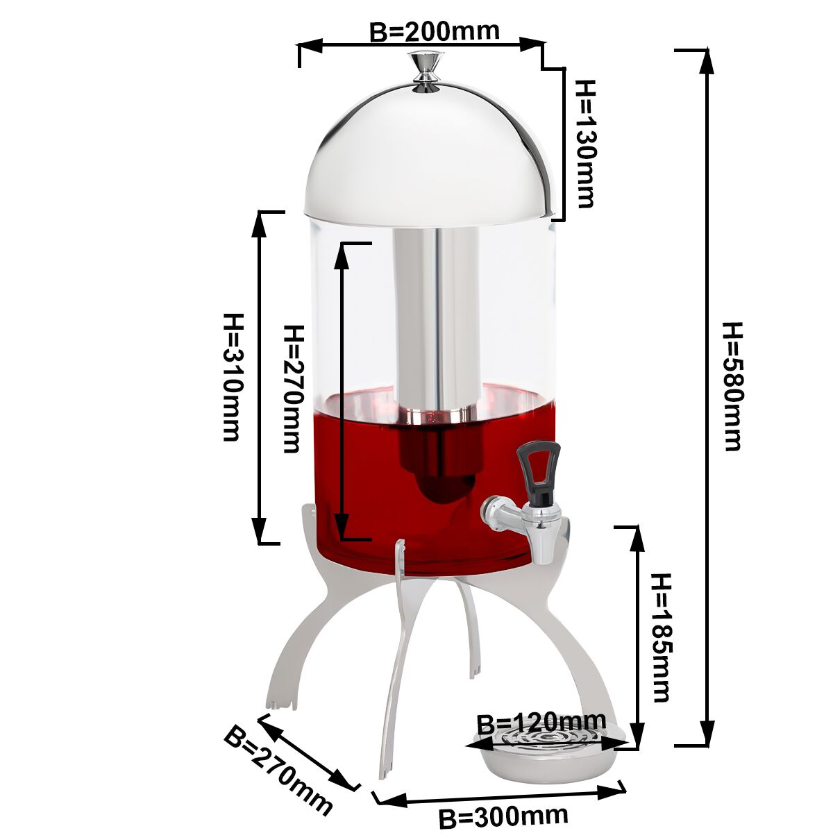 Juice Dispenser - 7 Litres - Stainless steel - incl. drip tray