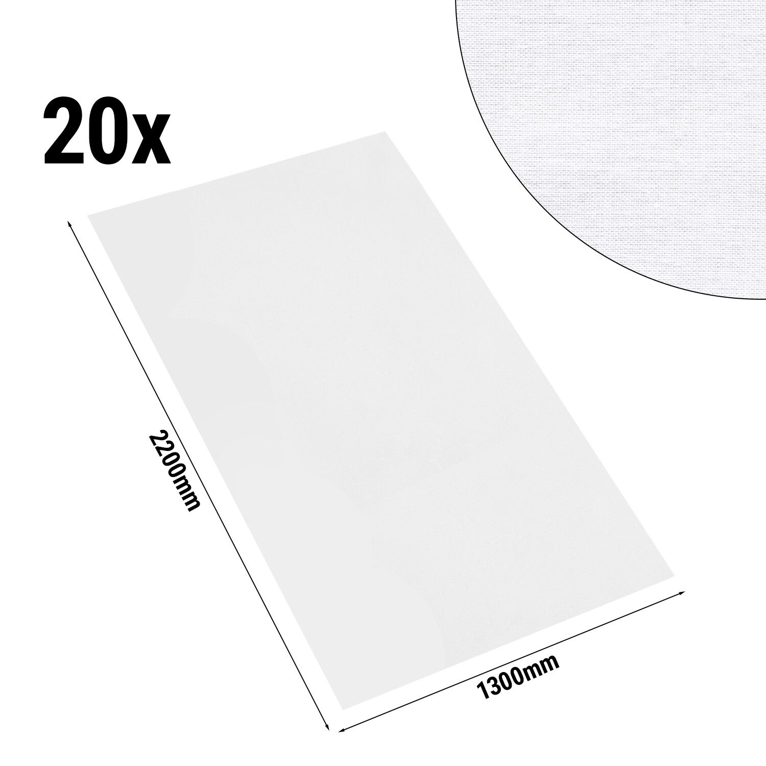 (20 pièces) Nappe damassée Tessin Atlas - 210 g/m² - 130 x 220 cm - Blanc