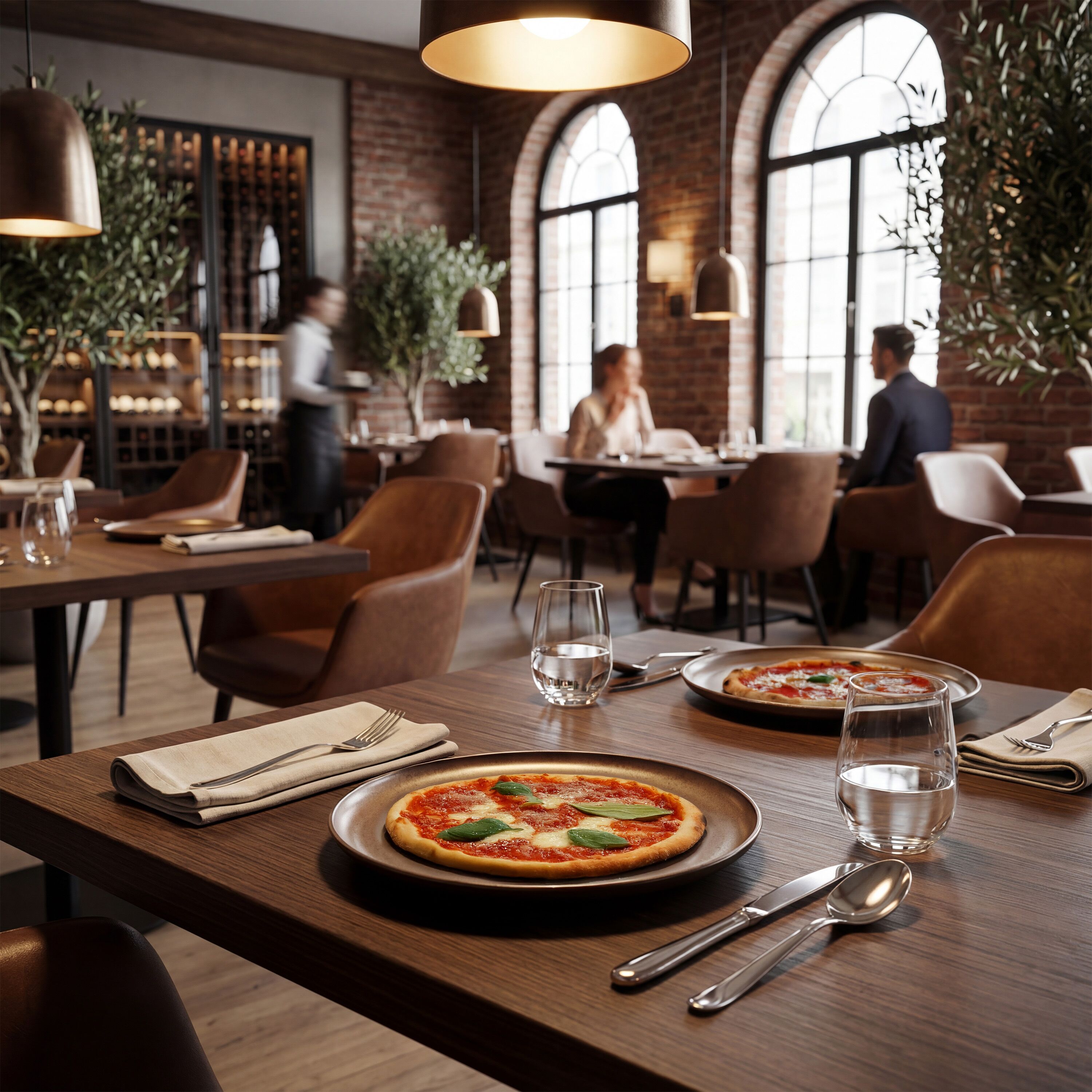 (12 pièces) Assiette à Pizza en Porcelaine - Ø 310 mm - Bronze