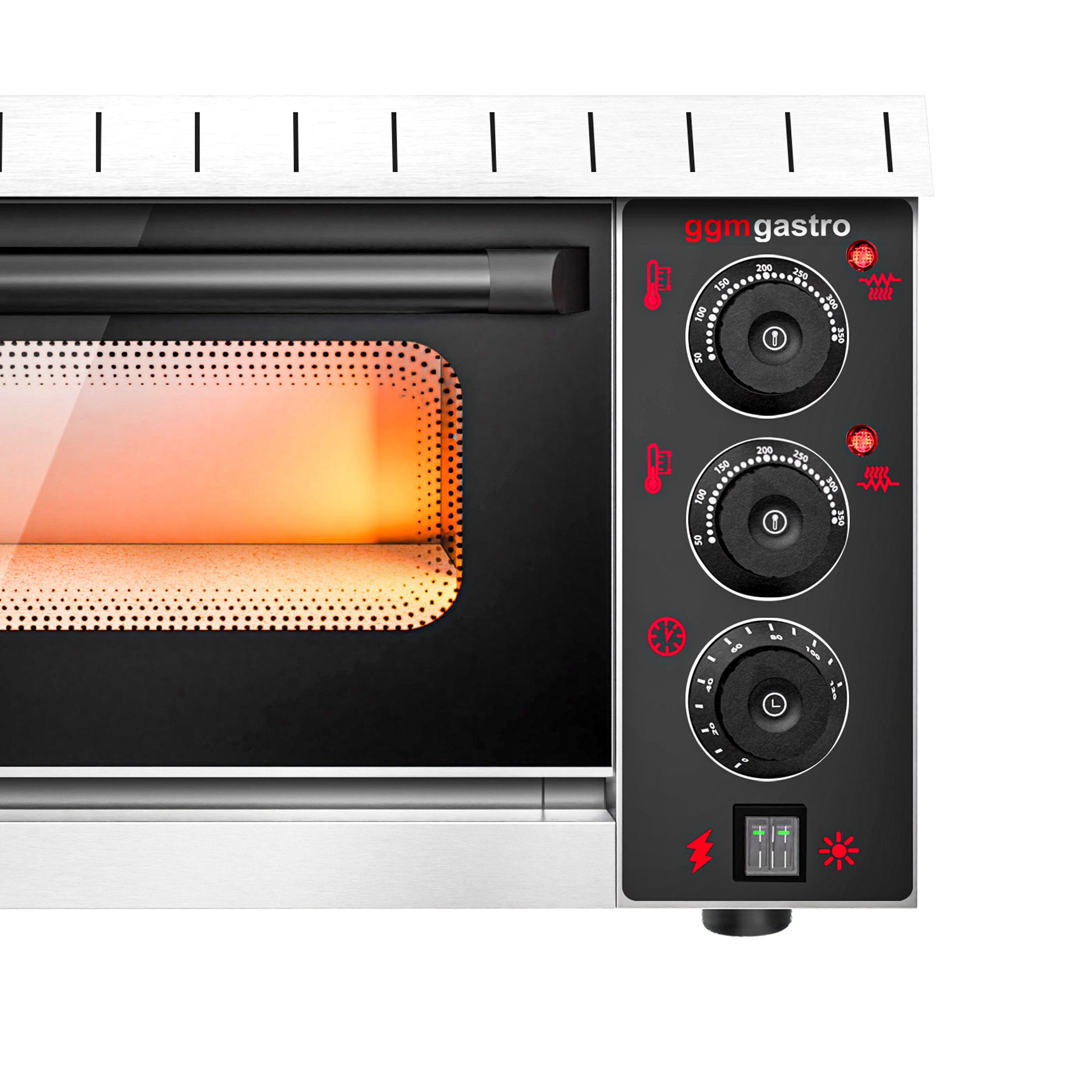 Electric Deck Pizza Oven - Single Deck - 4 - Ø 20cm (8") - 230V Single Phase - Mechanical Controls - Black - up to 350°C