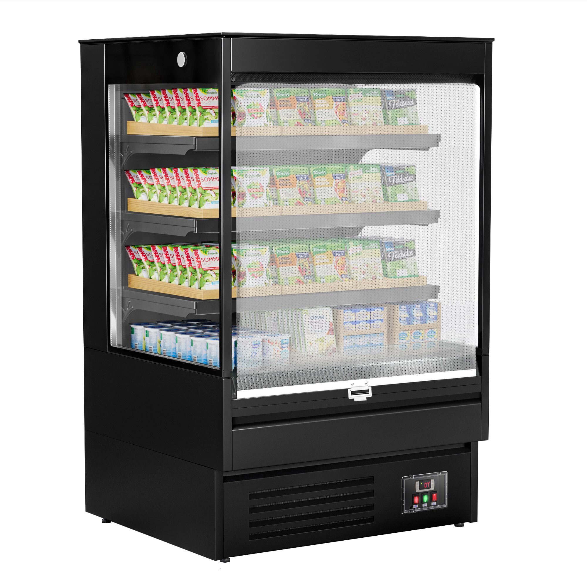 Vitrine murale réfrigérée - Libre-service - 900mm - 287L - avec 3 étagères - arrière fermé - Noir