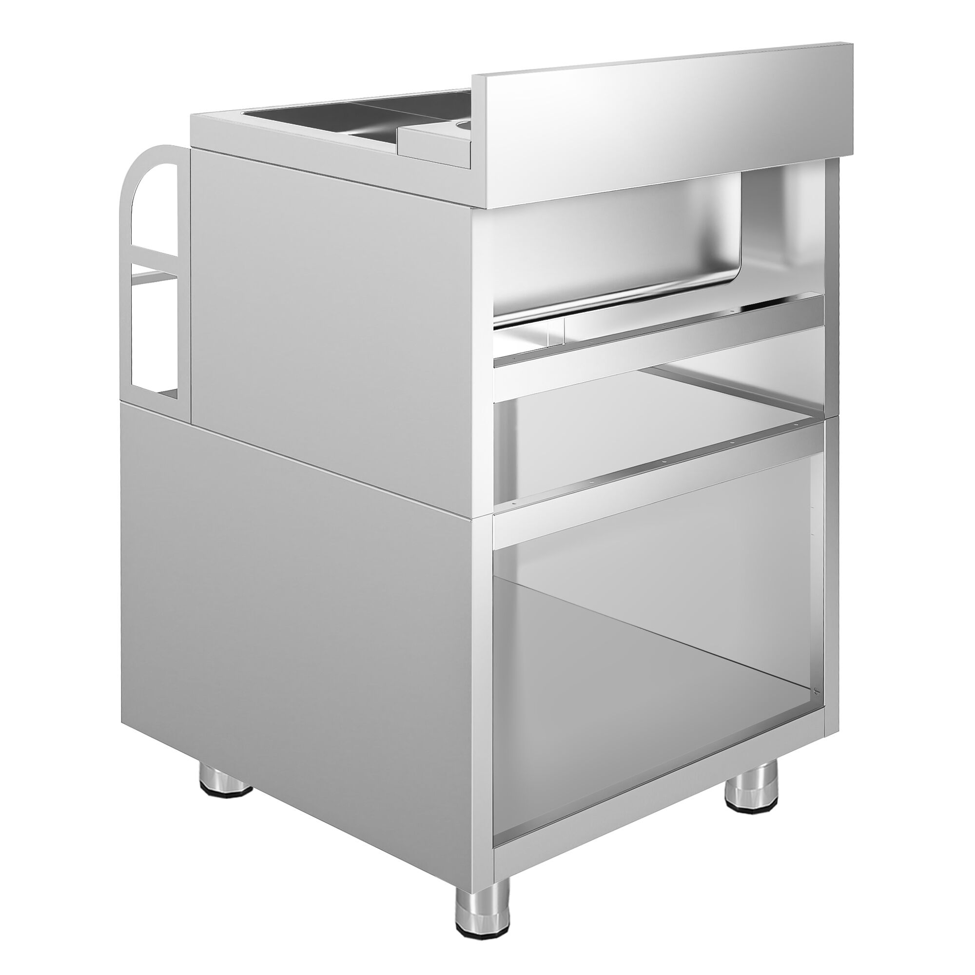 Station à cocktails - Acier inoxydable - 600x600mm - avec 3 bacs à glace et porte-bouteilles (speedrail)