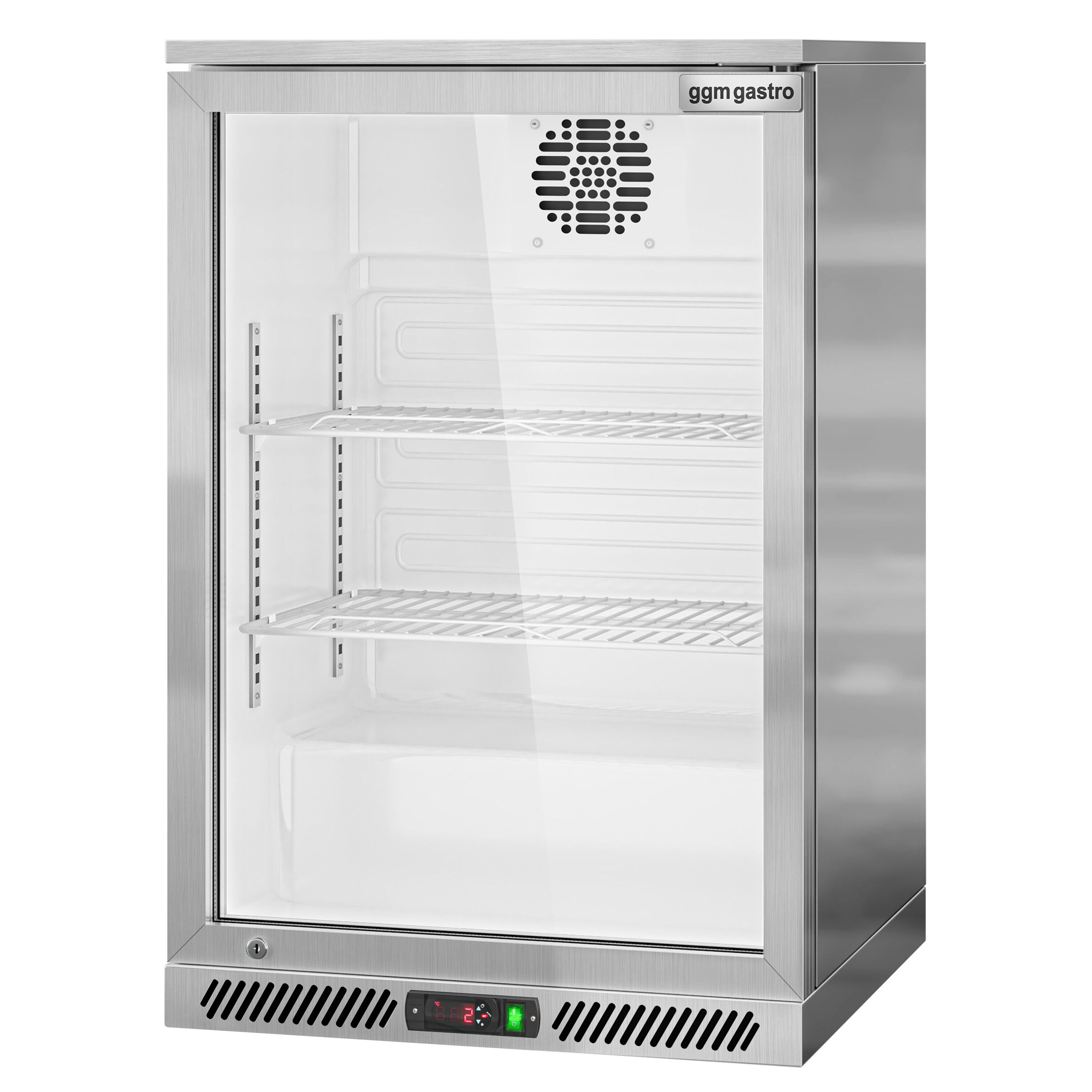 Réfrigérateur de bar – 600 mm – 130 litres – avec 1 porte vitrée battante – en inox