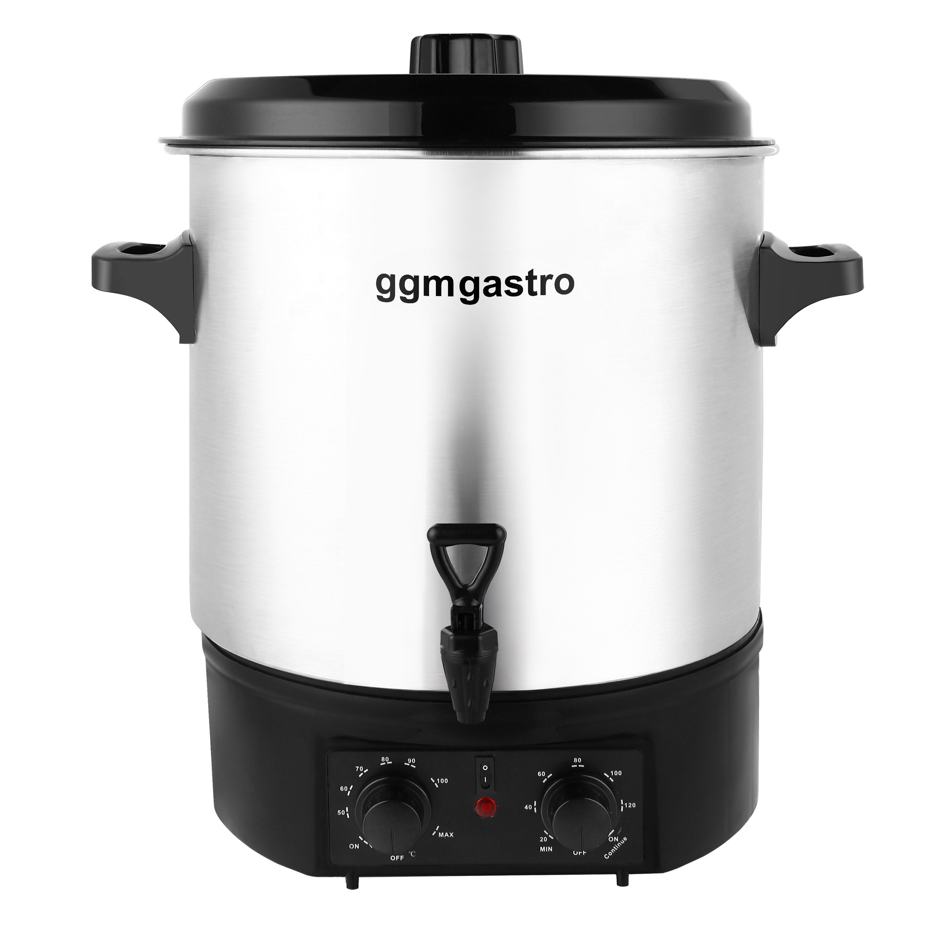 Distributeur de boissons chaudes professionnel - 27L - 2kW - Réglage de température en continu 30–110°C - Acier inoxydable - avec robinet de vidange et Minuteur numérique