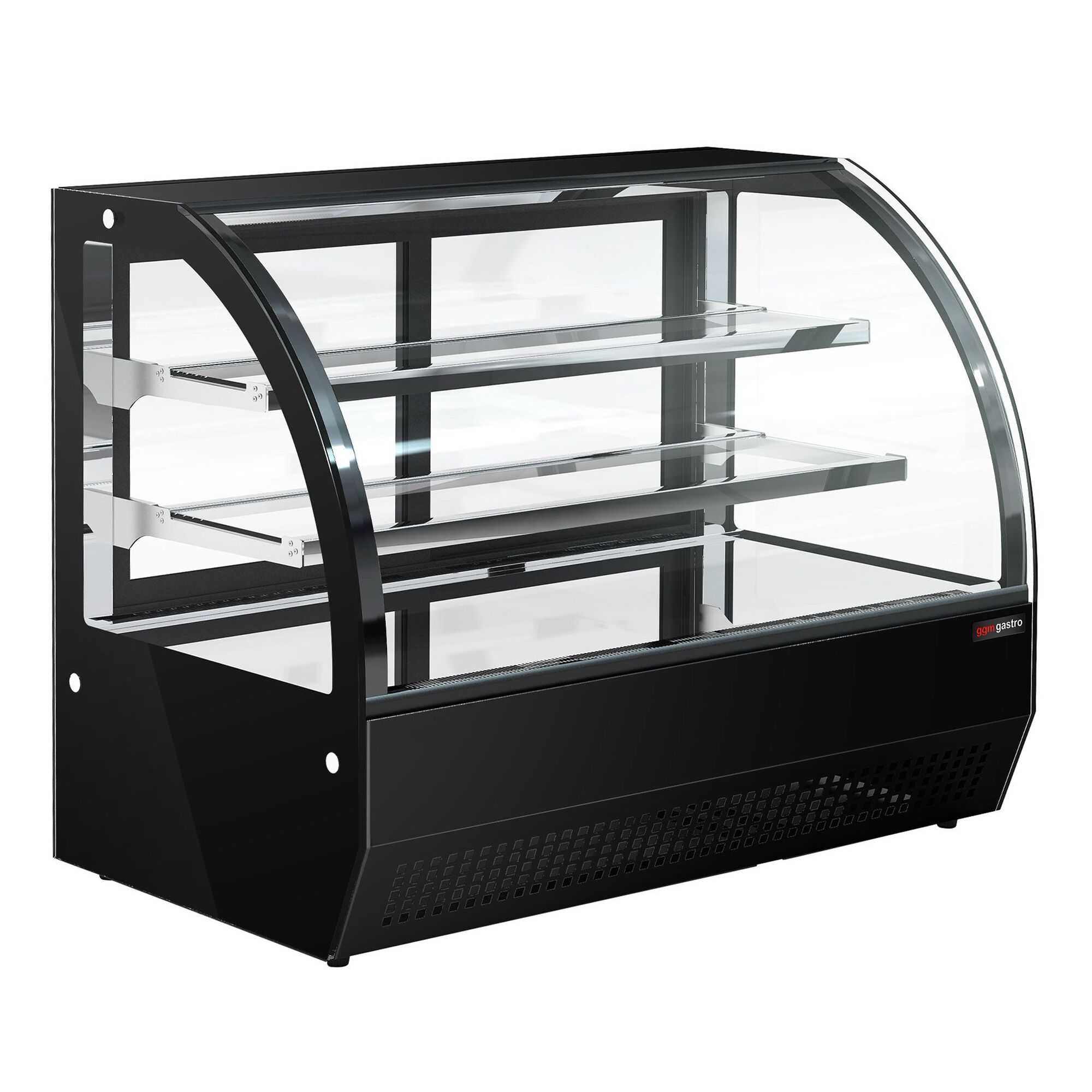 Vitrine réfrigérée de table - 105L - 700mm - Double vitrage - avec 2 étagères en verre - portes coulissantes vitrées arrière - Noir
