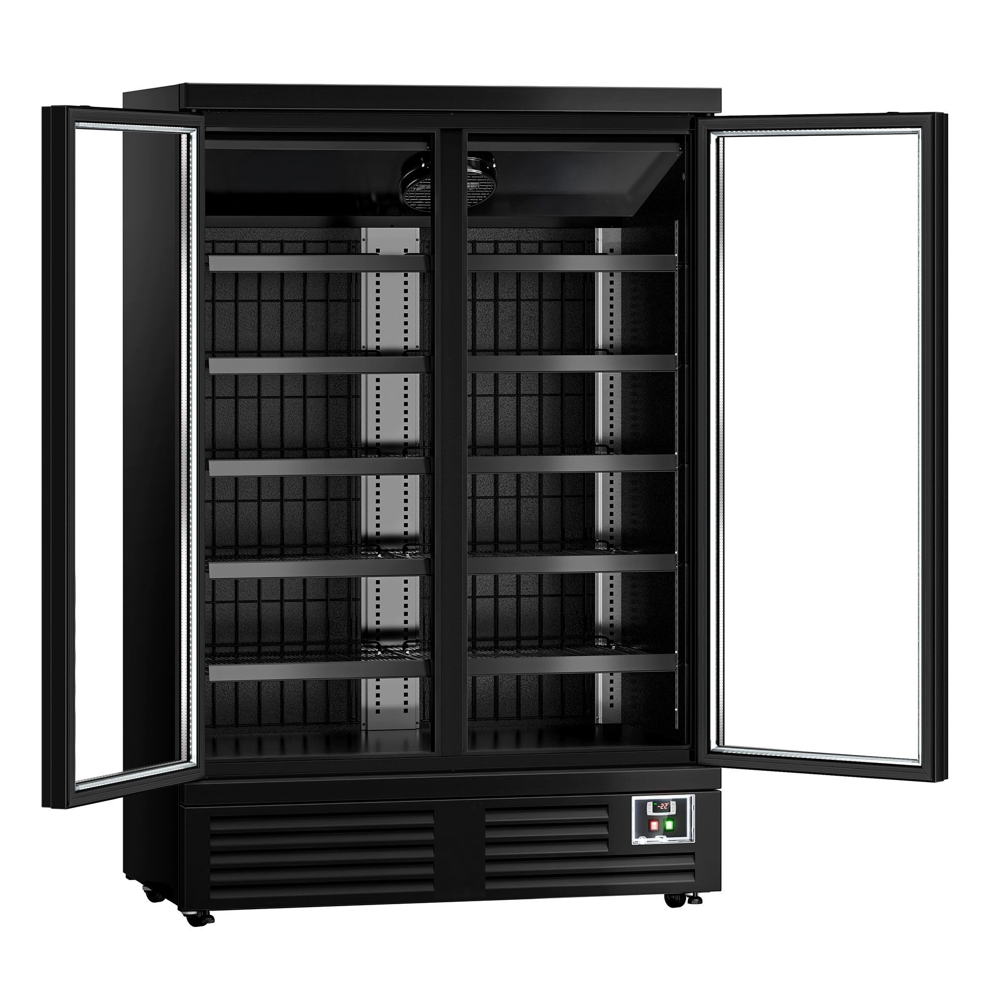 Vitrine murale de congélation - 1310 mm - 991 litres - avec 2 portes battantes à double vitrage & 5 étagères