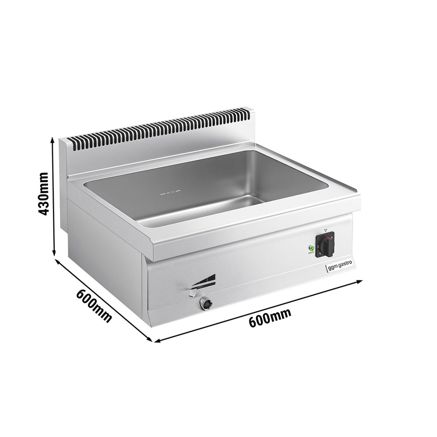 Bain-marie électrique – 1,2 kW – 1 × GN 1/1 & 3 × GN 1/9