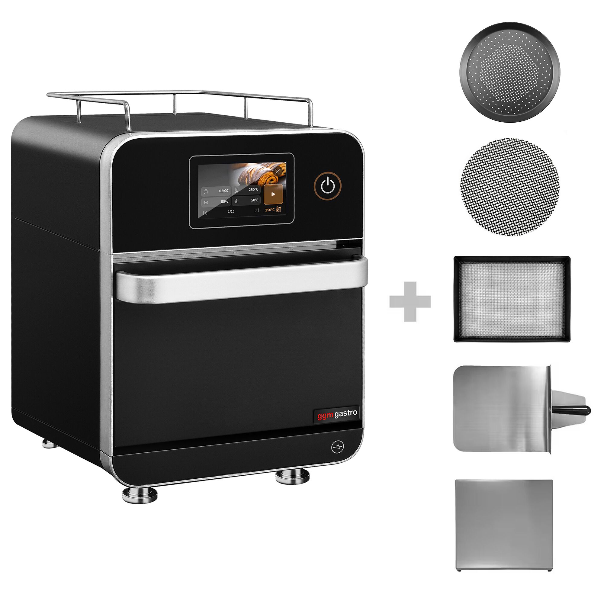 Speedofen - 3,5 kW - Schwarz - mit Heißluft & Mikrowellenfunktion - 18 Liter - 7-Zoll-Touchscreen