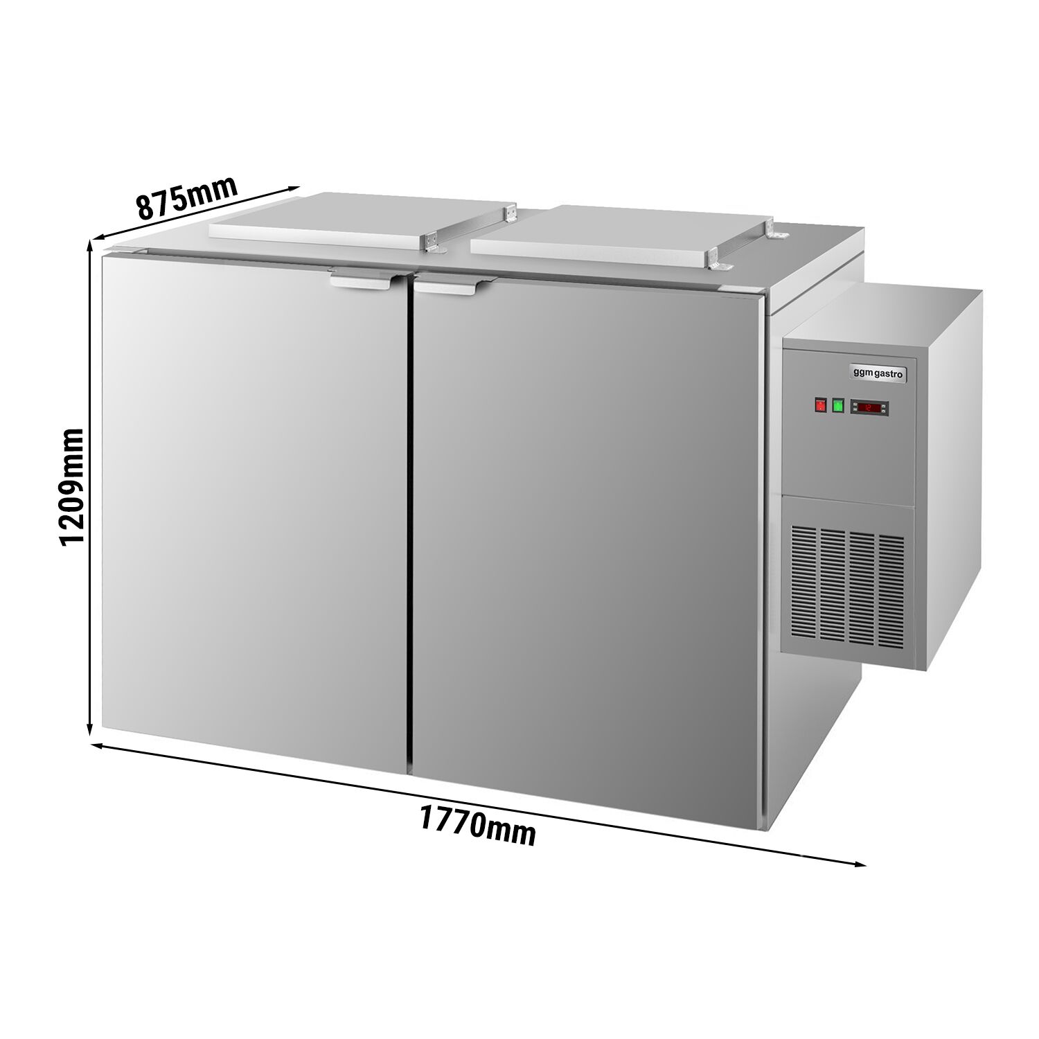 Refroidisseur de déchets humides – 2 × 120 ou 2 × 240 litres – Groupe à droite