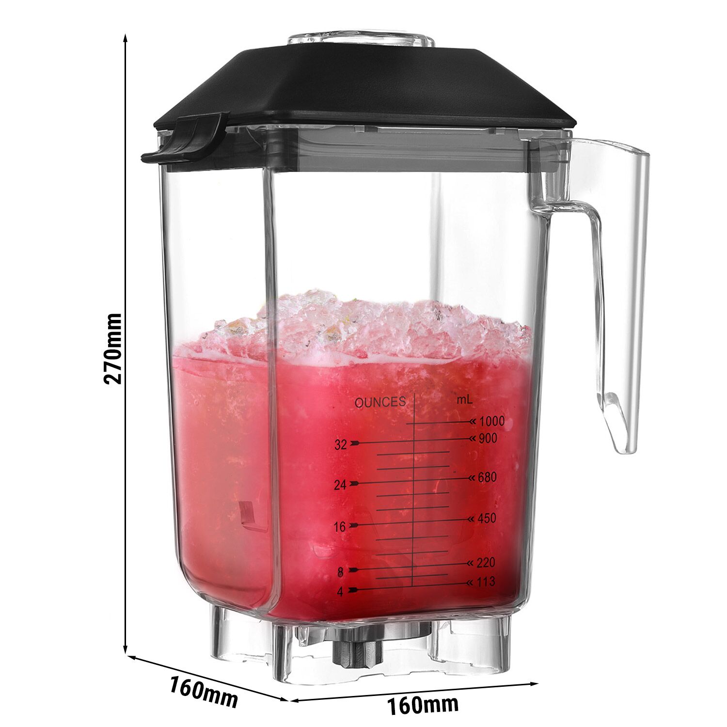 Bar Blender Container - "BMK2-1500N" - Polycarbonate - 2L - 160x160x270mm - for BMK2-1500N - with lid