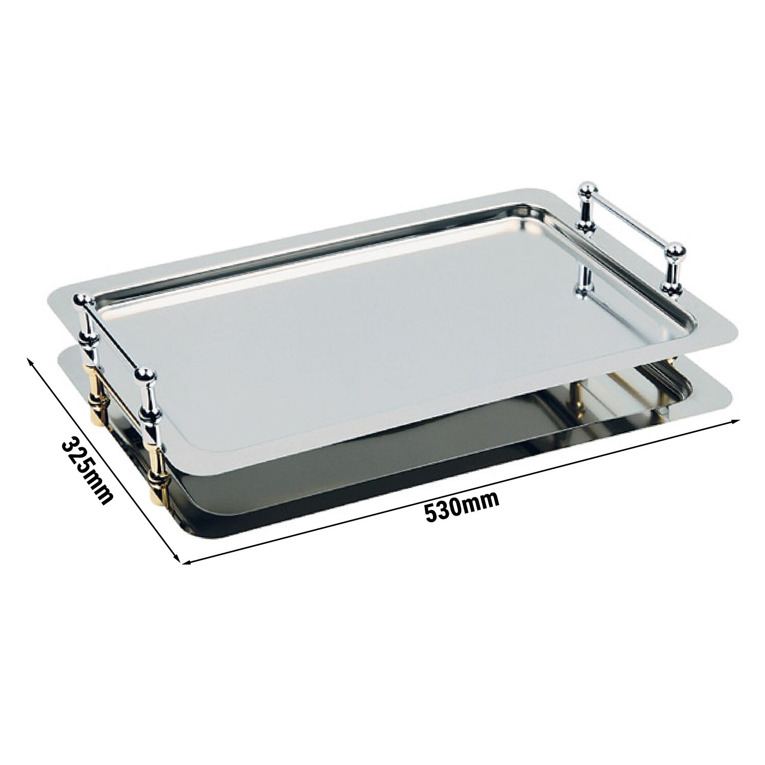 (6 pcs) Plateau GN 1/1 - BUFFET-STAR - Acier inoxydable 18/10 - 530x325mm - Hauteur:65mm - empilable, compatible lave-vaisselle