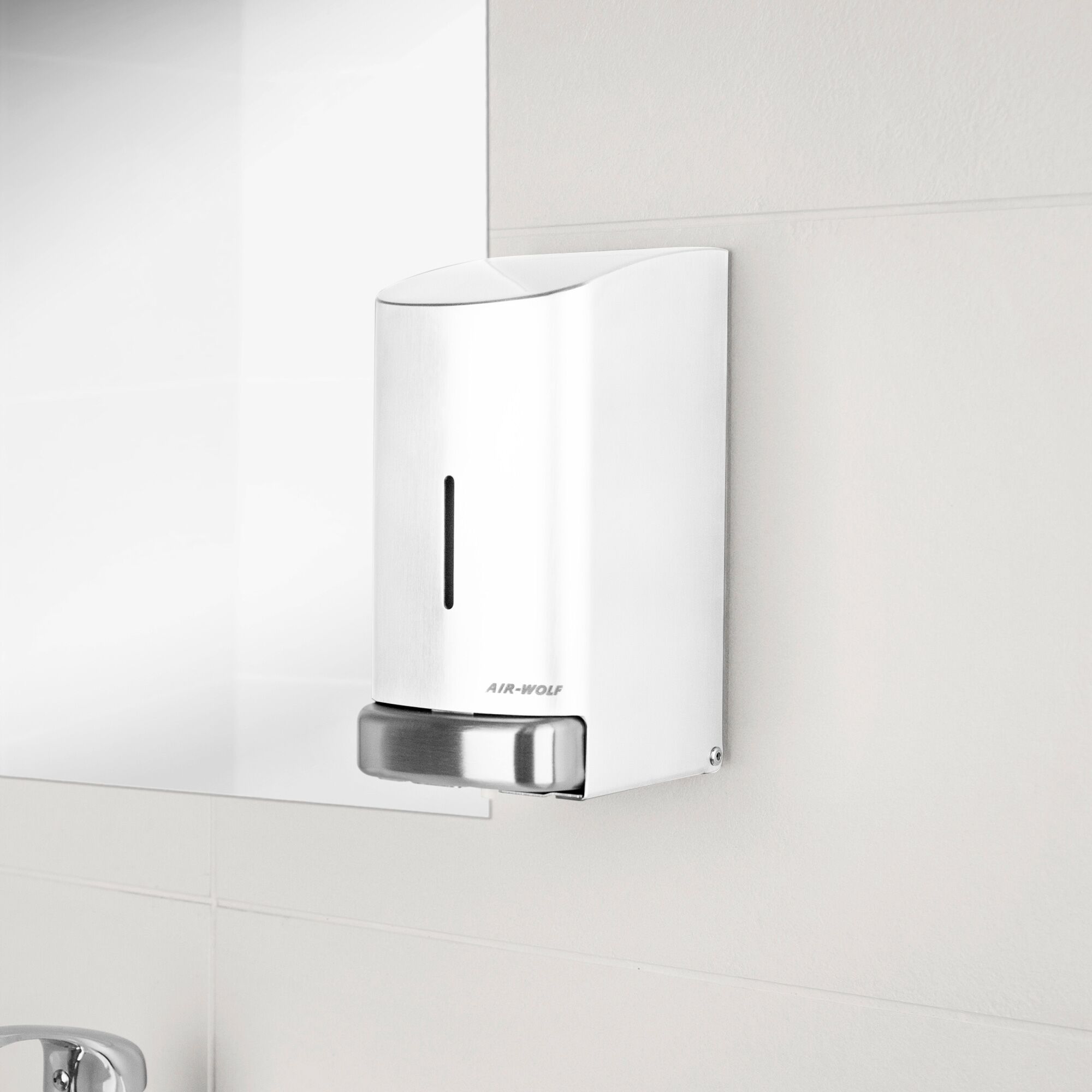 AIR-WOLF | Soap & Disinfectant Dispenser – Wall Mounted - Manual - 800 ml - Stainless - White - 102×124×208 mm