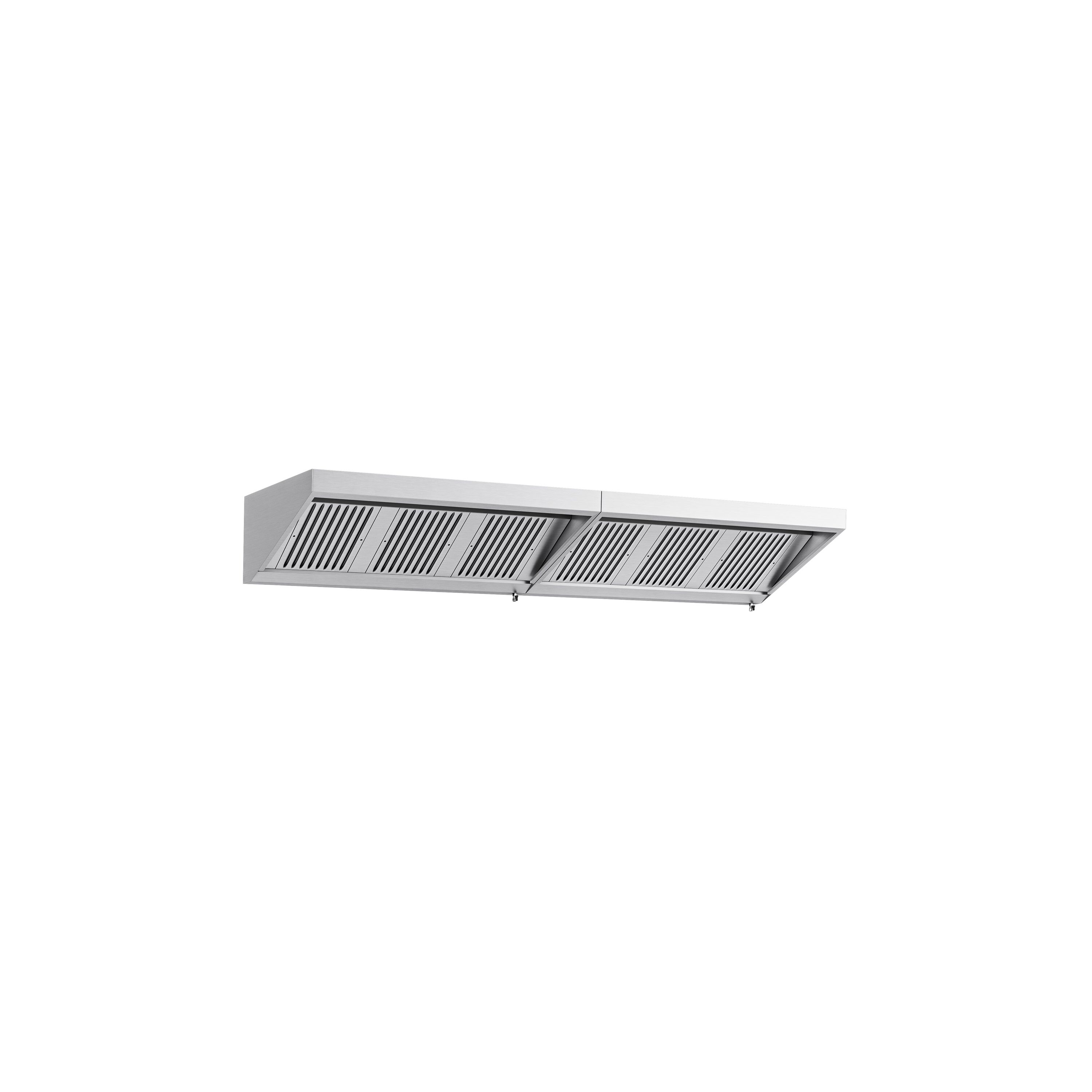 Commercial Wall-Mounted Extraction Canopy - 3200mm - with Baffle Filters & LED Lighting