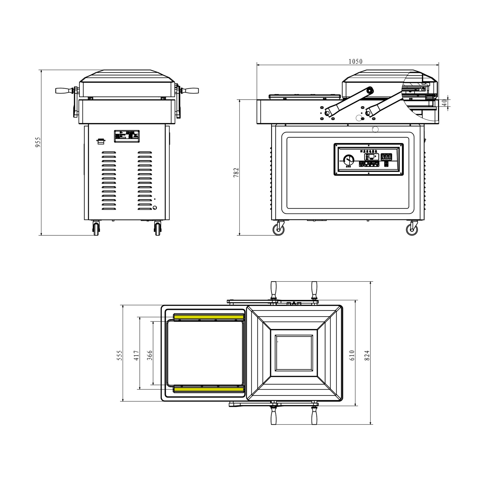 Machine sous vide à double cloche – 20 m³/h – 750 watts