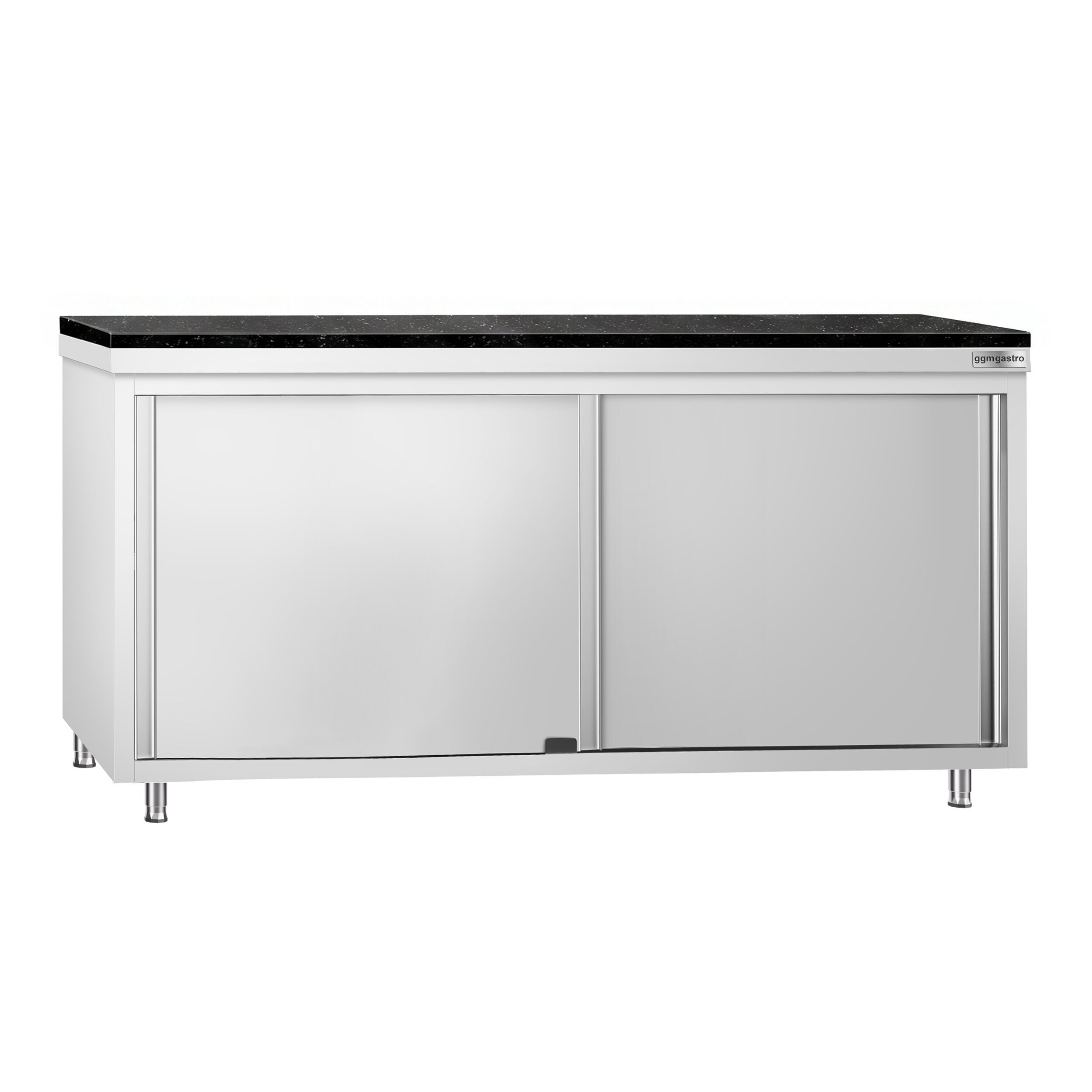 Roestvrijstalen werkkast PREMIUM - 1800 x 700 mm - met doorgeefluik - incl. granieten werkblad