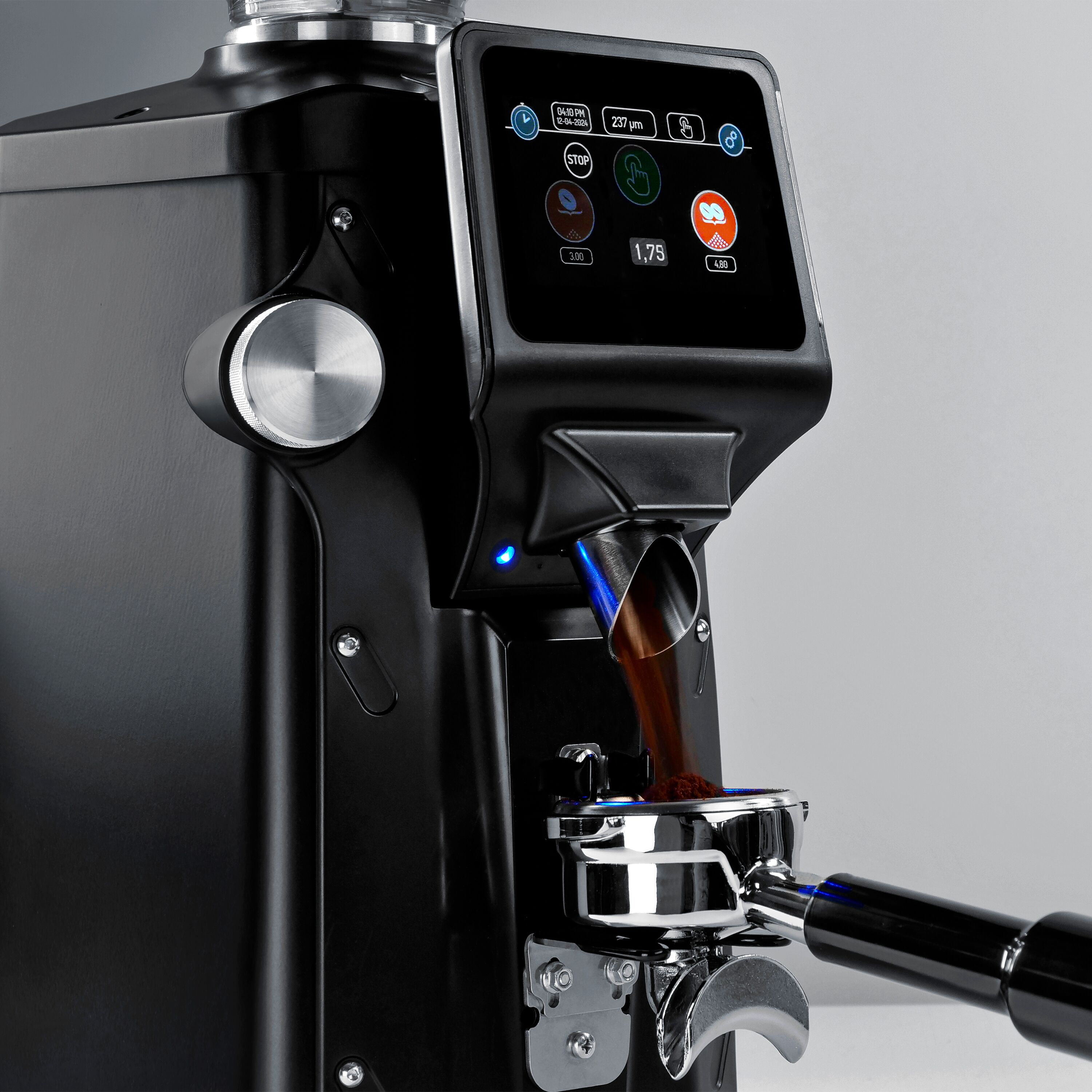 Moulin à café – 1,2 kg – avec système de refroidissement – meule plate Ø 83 mm – détection automatique du porte-filtre – Noir