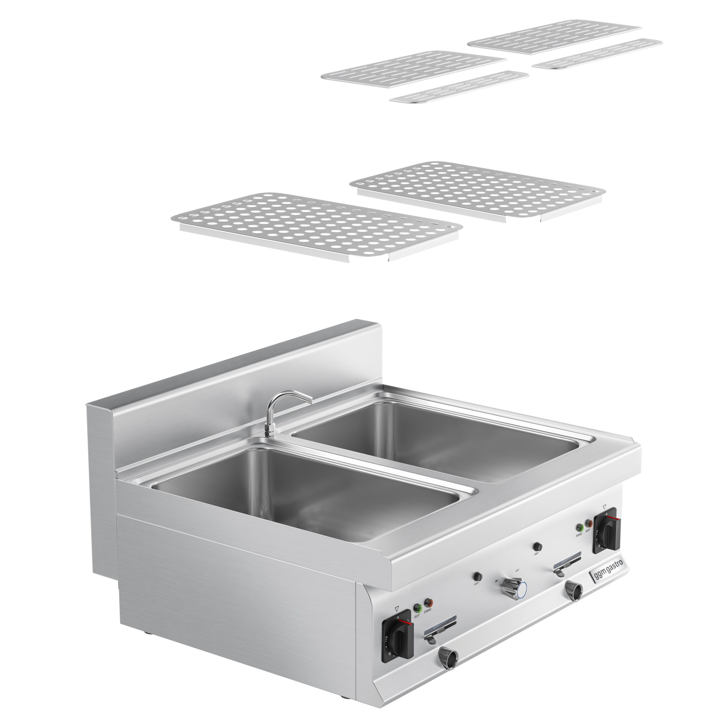 Cuiseur à pâtes électrique avec robinet – 2 × 26 L – 12 kW
