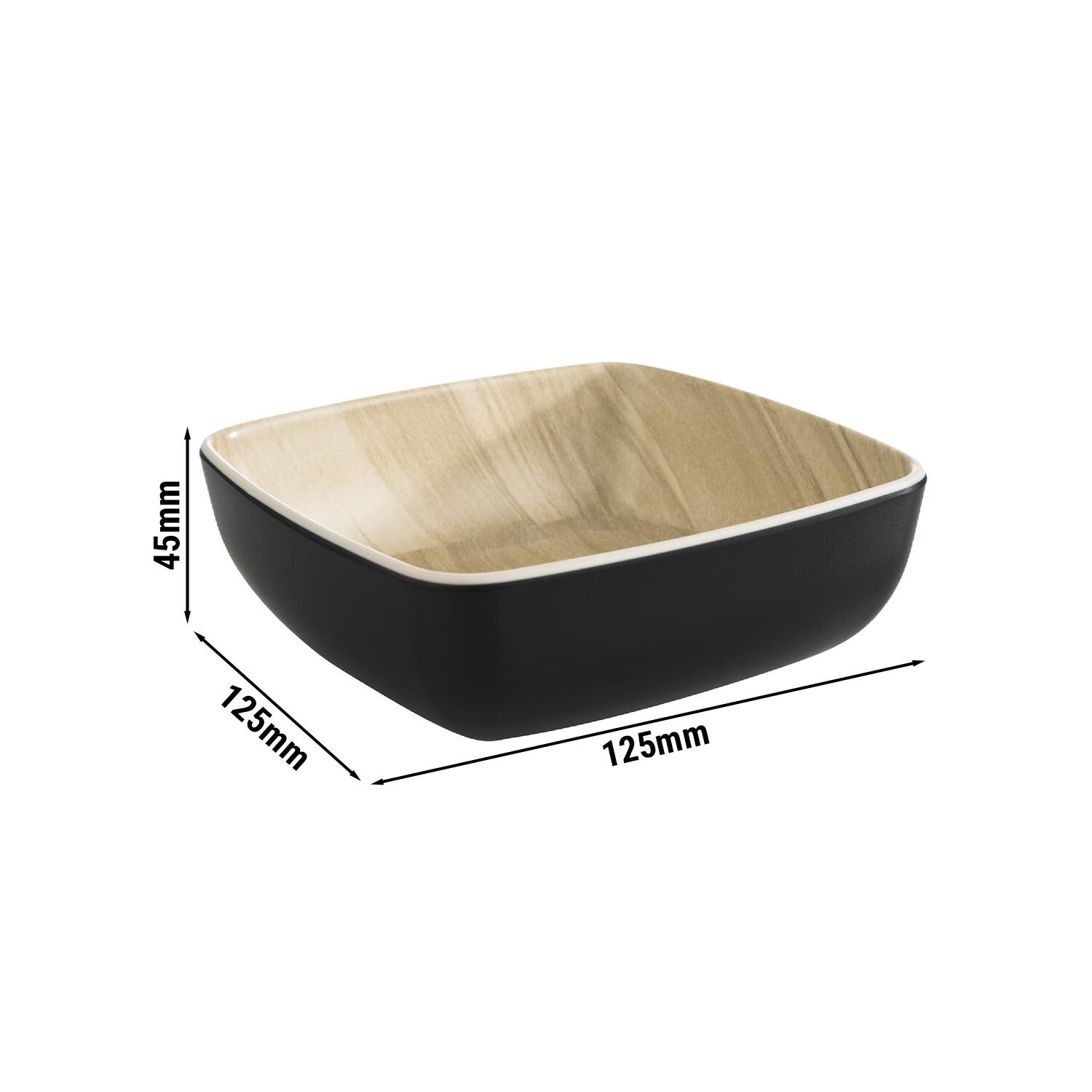 (6 pièces) Bol - FRIDA - Mélamine - 0,37 litre - carré - Noir