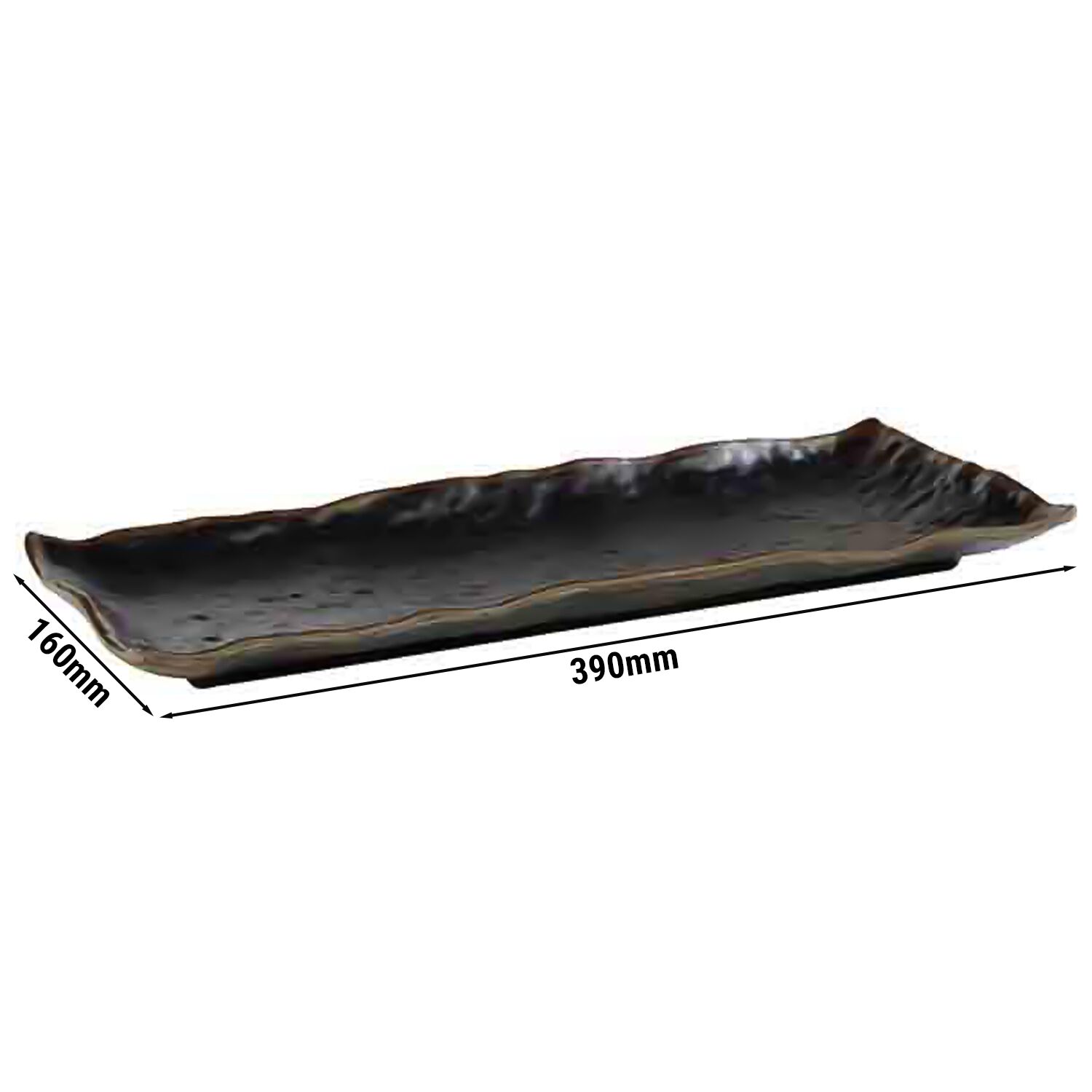 (6 pcs) Plateau de présentation - MARONE - Mélamine - 390x160mm - Hauteur:30mm - Noir/Brun - empilable - compatible lave-vaisselle