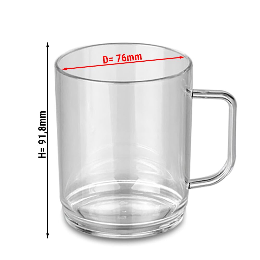 (50 pièces) Tasse en Polycarbonate - Transparente - 250 ml - Incassable