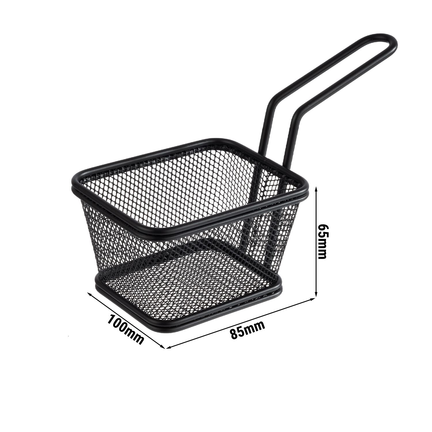 (6 pcs) Panier de service à frites - SNACKHOLDER - acier inoxydable - rectangulaire - 100x85x65mm - Noir