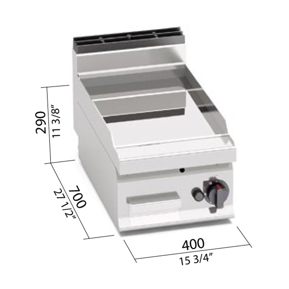 Gas Bratplatte - 6,9 kW - Glatt - mit glänzendem Finish