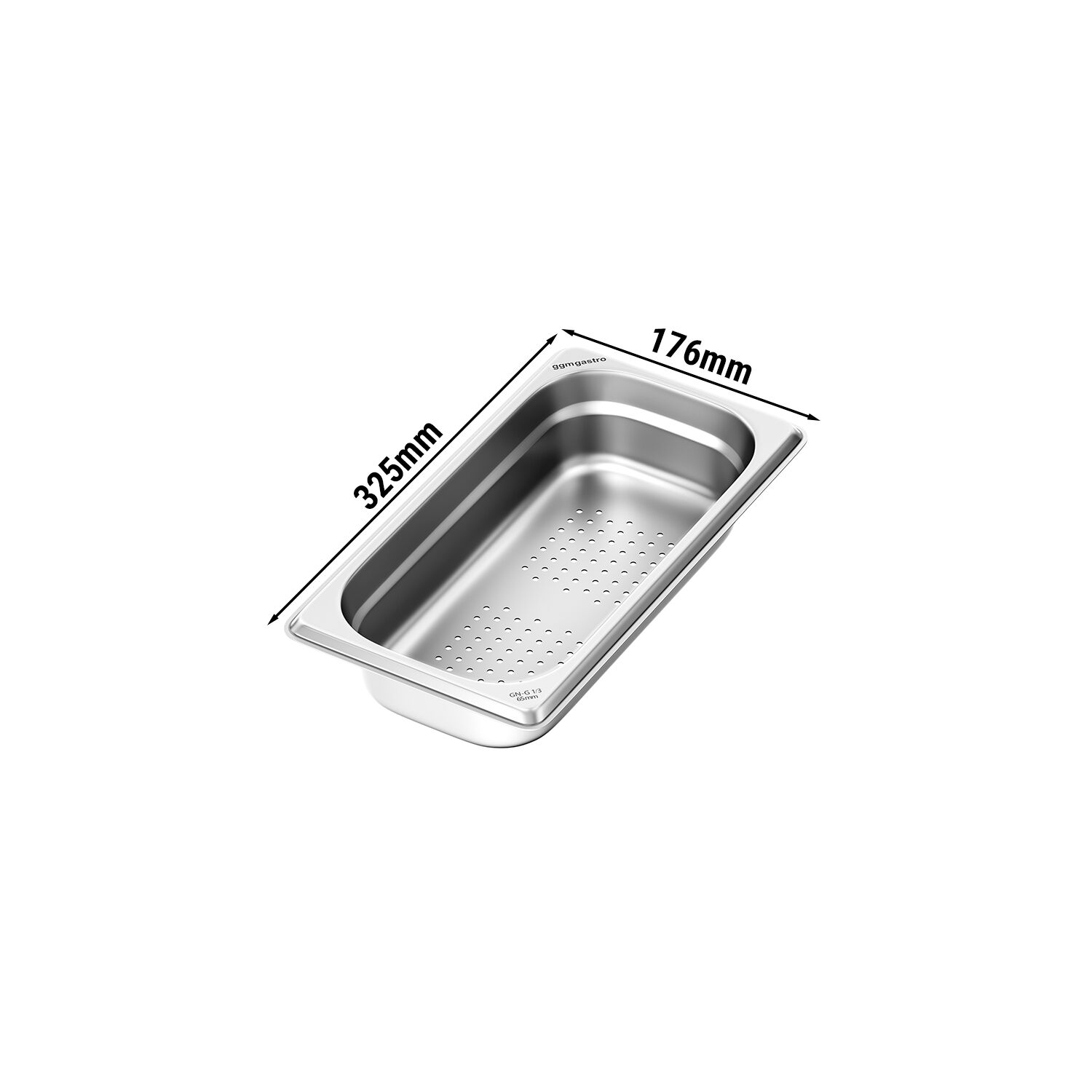 (1 piece) - Stainless steel GN container 1/3 - perforated - height 65 mm