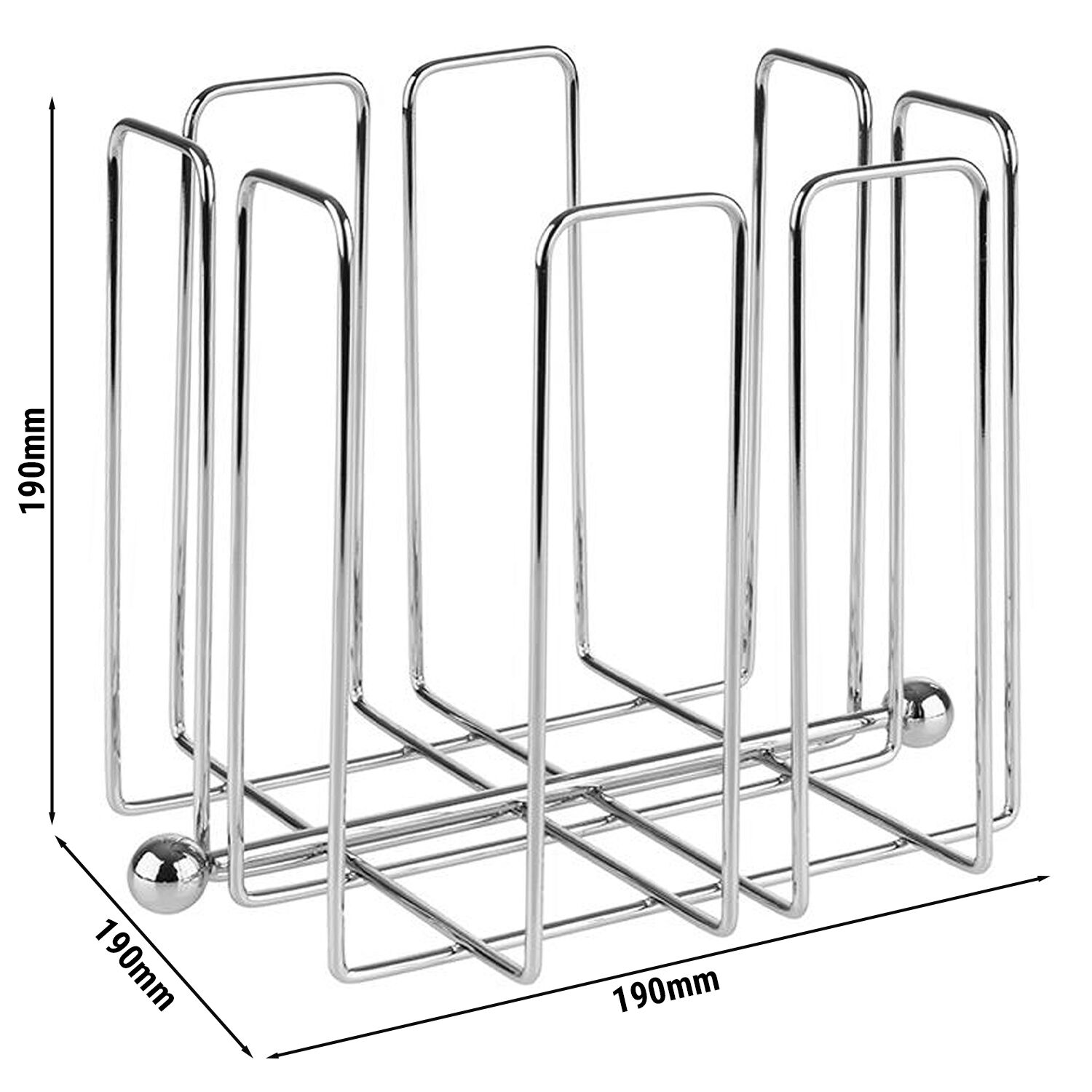 (6 pcs) Porte-serviettes cocktail - WIRE - Chromé - Métal - pour env. 150 serviettes cocktail - incl. poids
