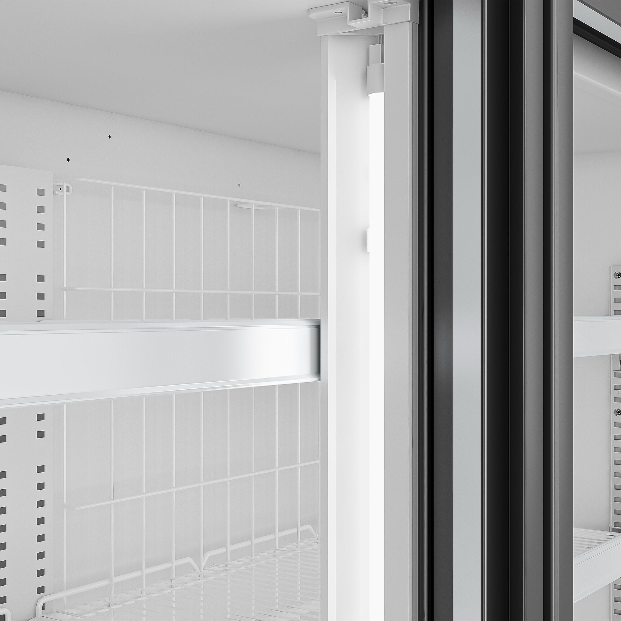 Vitrine murale de congélation pour supermarché - 1450 mm - 232 litres - avec 2 portes & 2 étagères - Gris