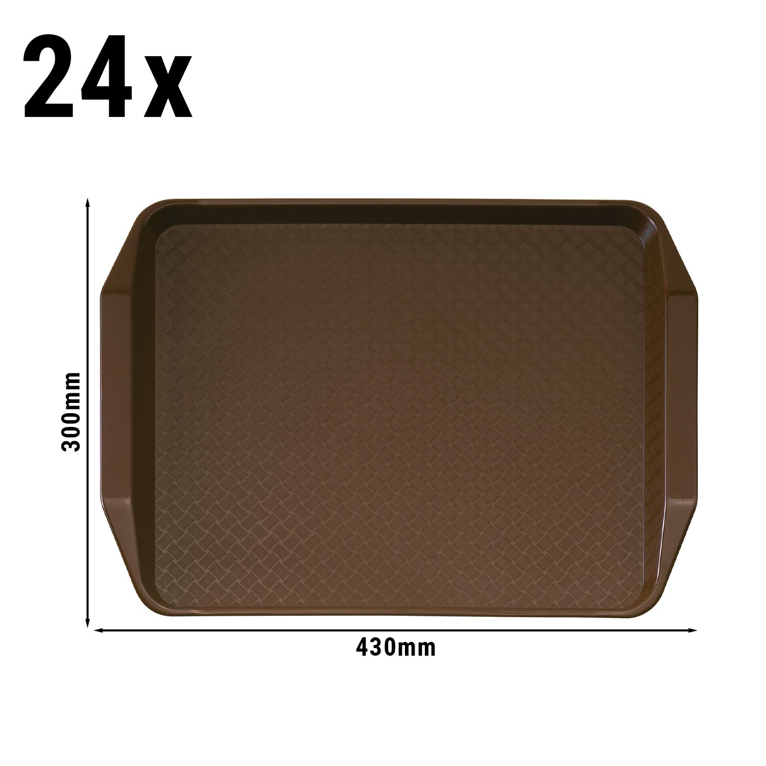 (24 pieces) CAMBRO | Fast Food Tray – Rectangular – Raised Edge with Handles – 430×300 mm – Brown