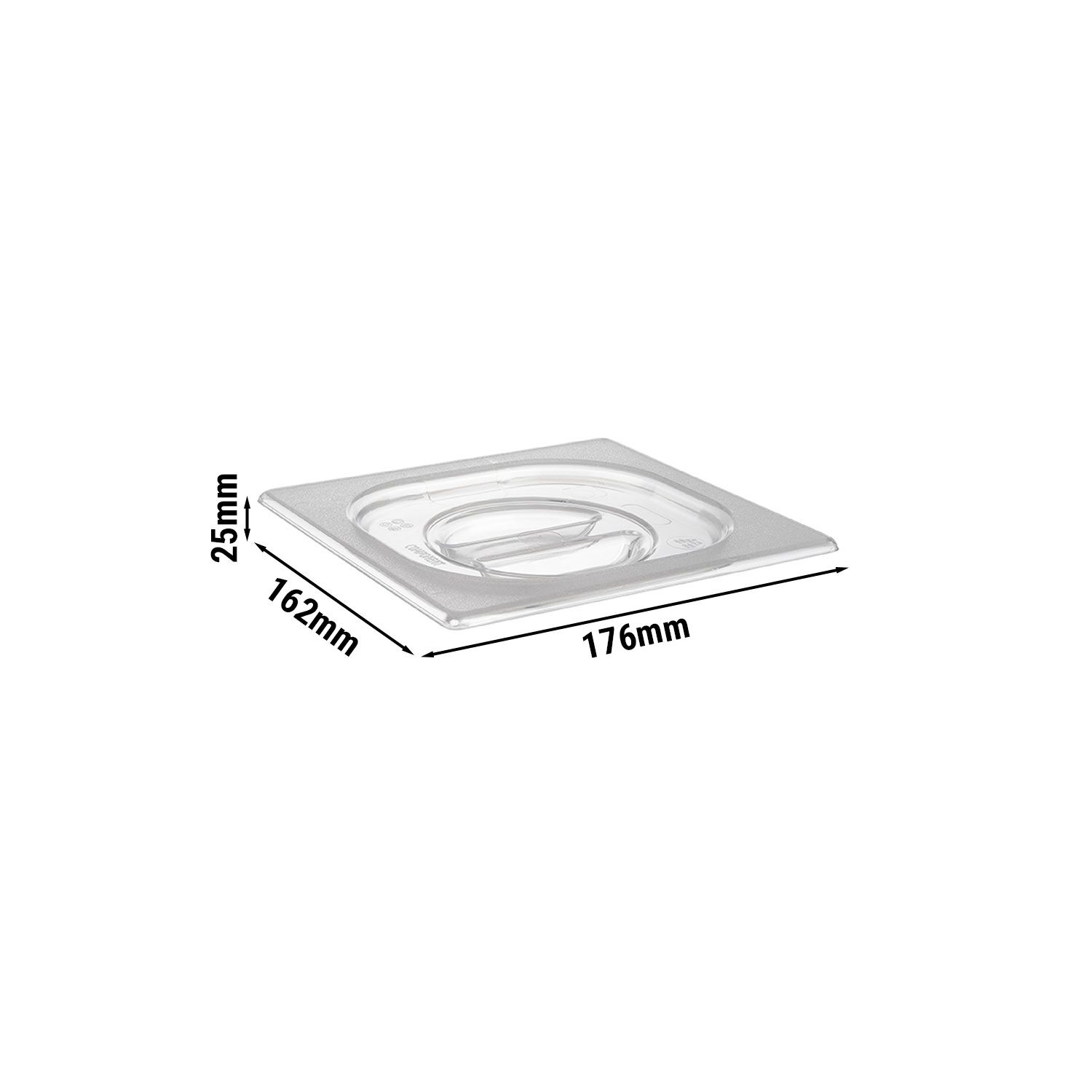 (6 pcs) Couvercle en polycarbonate GN 1/6 - Transparent - 176x162x25mm - Hauteur: 25mm