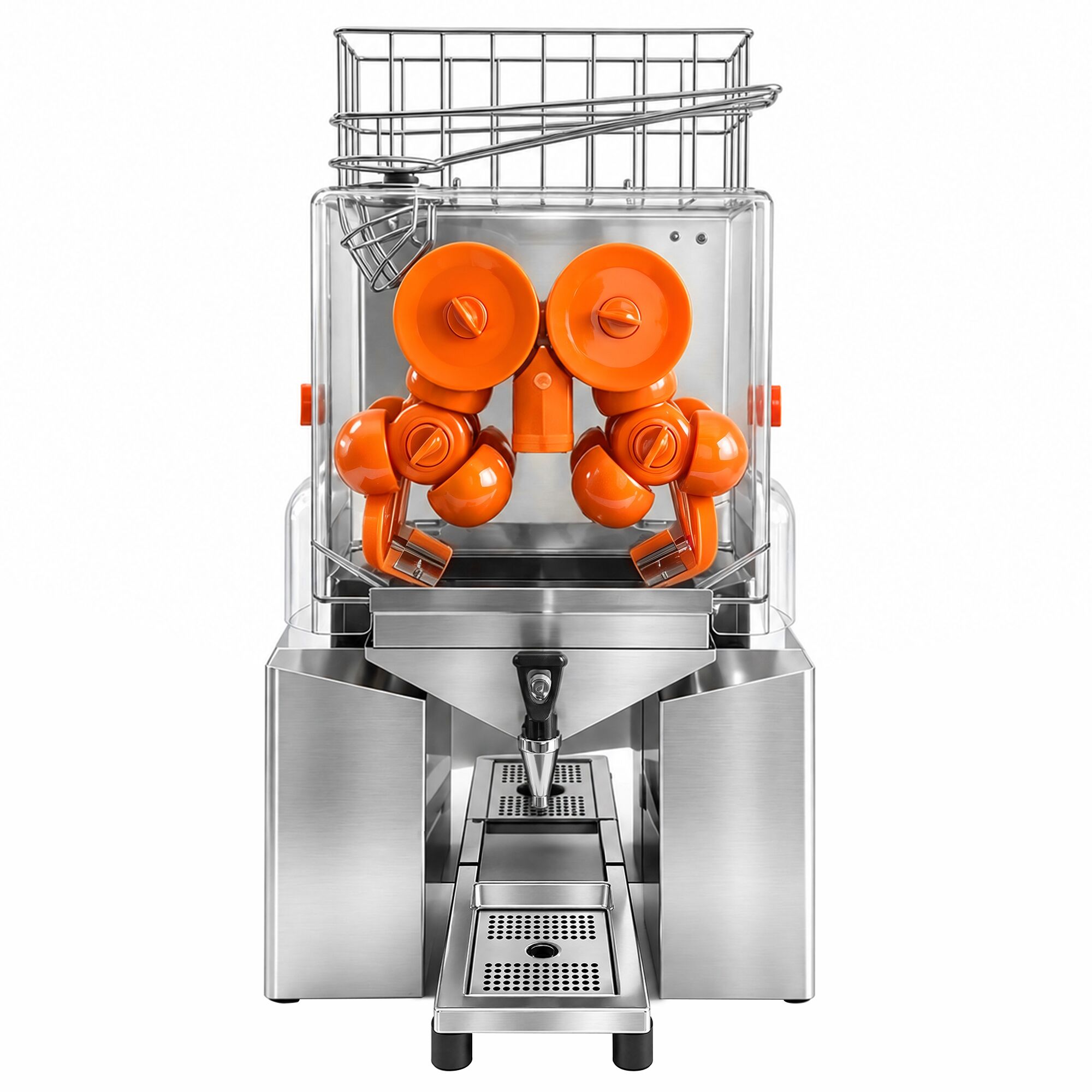 Electric orange juicer – with manual fruit feed and drain tap
