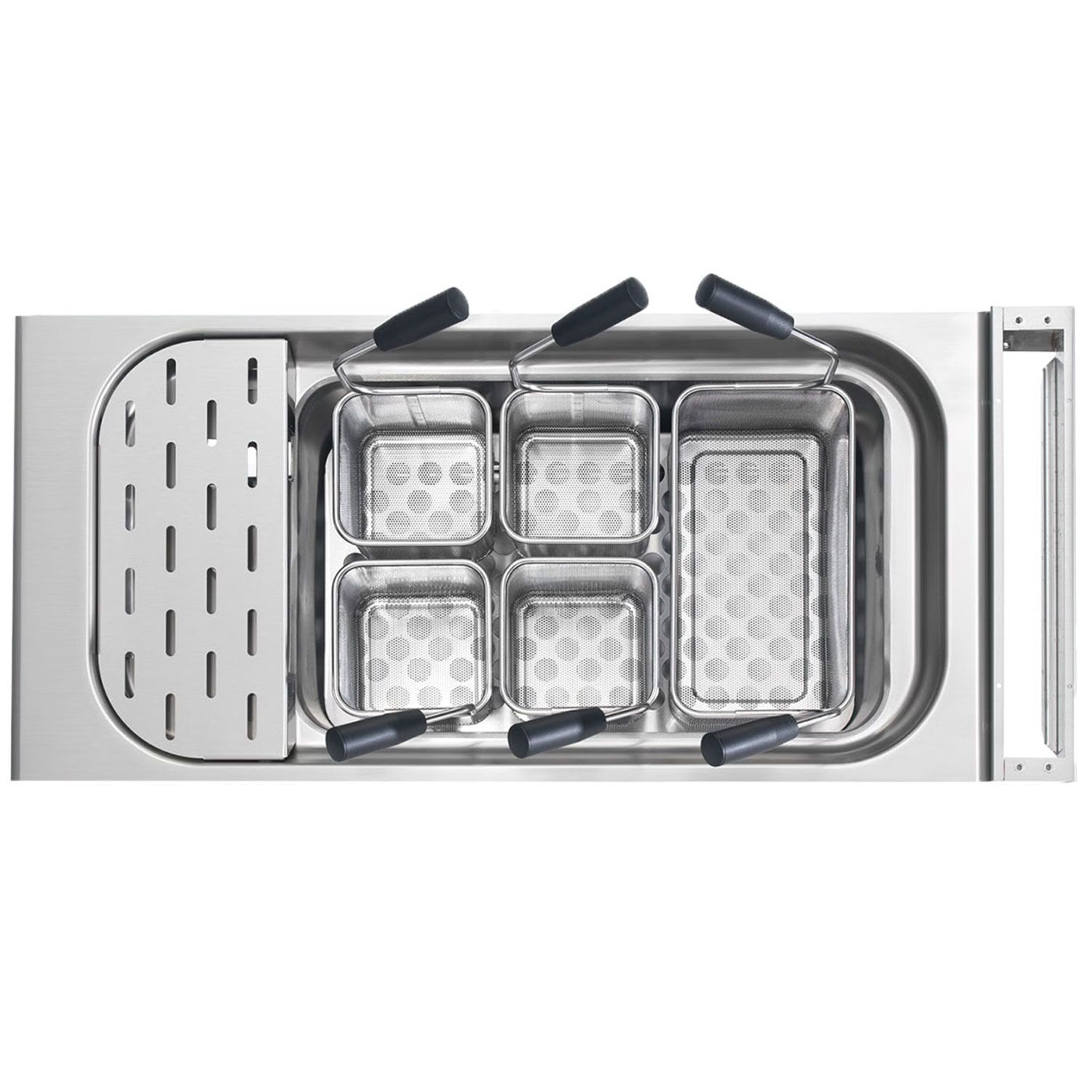 1x 1/3 & 4x 1/6 Panier friteuse - 290x105x200mm & 140x105x200mm - 2,4kg - Inox AISI 304 - avec bords arrondis - pour cuiseur à pâtes - pour Série 600 & 700 - pour cuiseur à pâtes