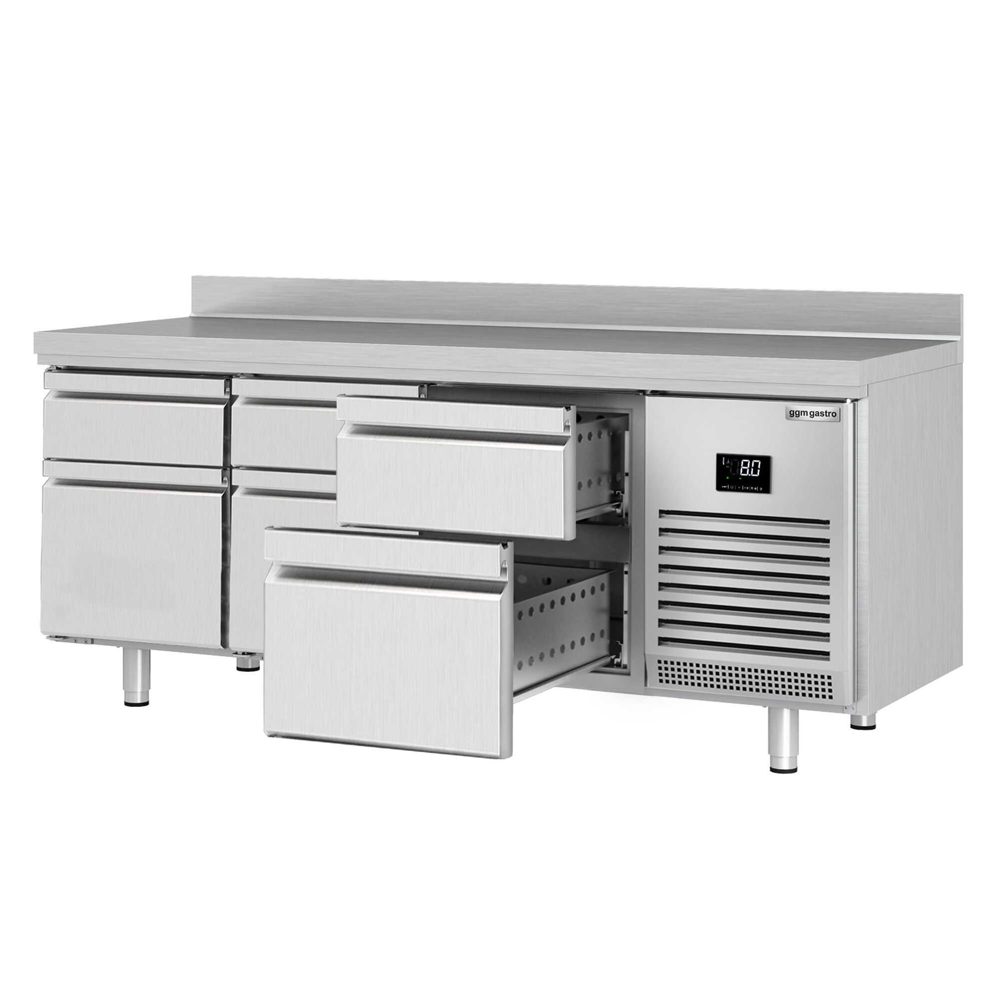 Table réfrigérée Premium PLUS - 1960 x 700 mm - 6 tiroirs - avec dosseret