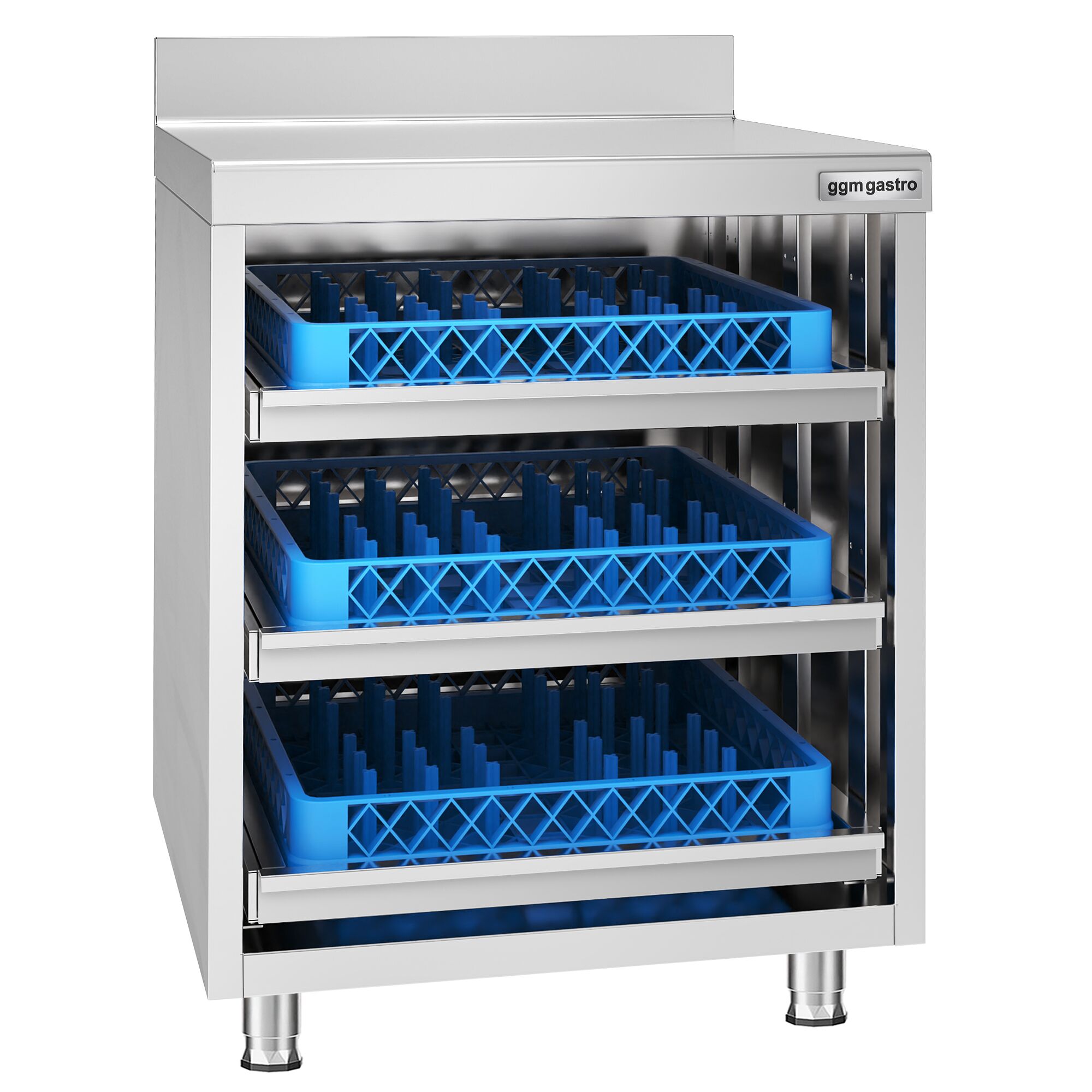 Szafka robocza ze stali nierdzewnej - 647x600mm - z 3 szufladami, z rantem