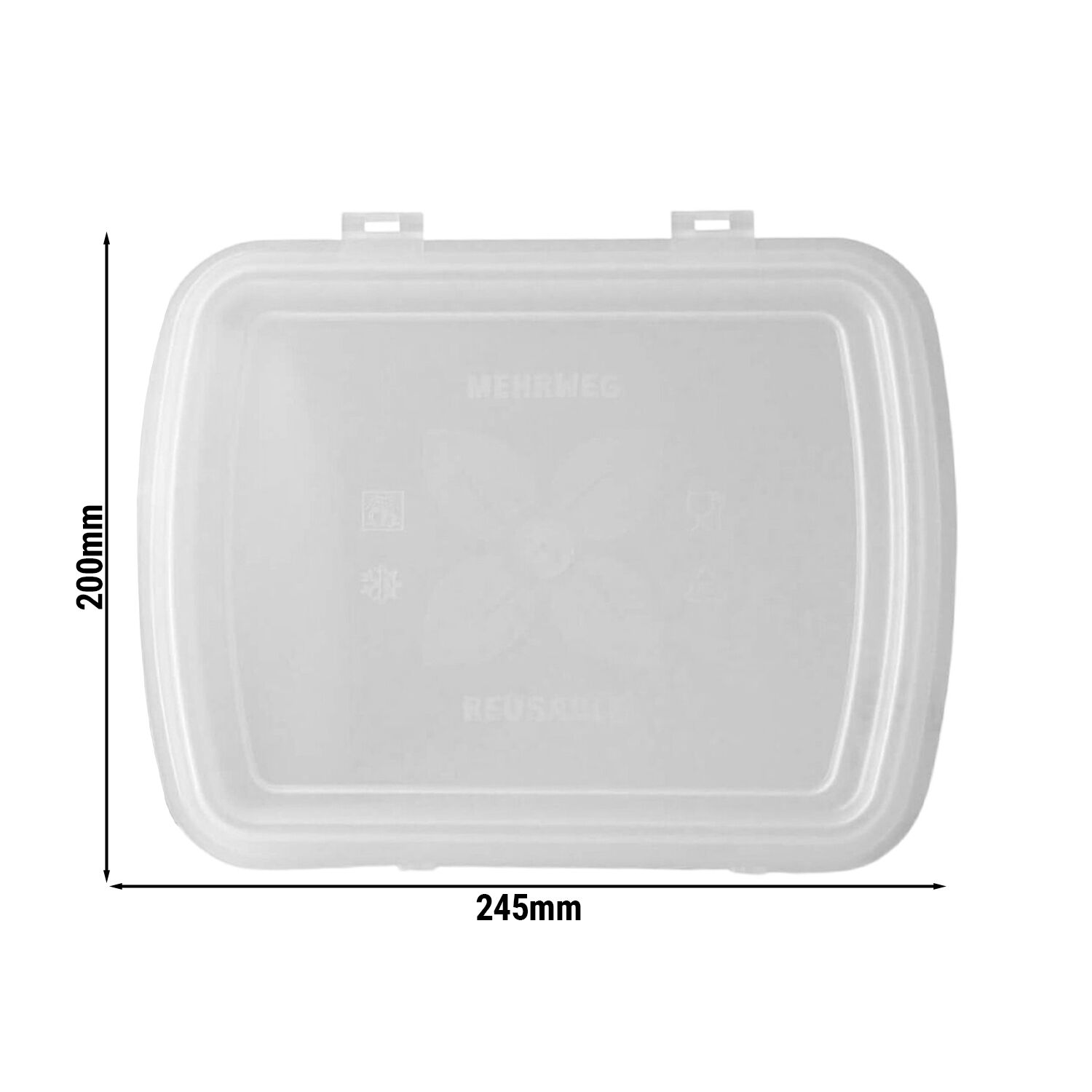 (60 pcs) Couvercle réutilisable - 245x200mm - Transparent - compatible avec couvercle barquette 245x200mm