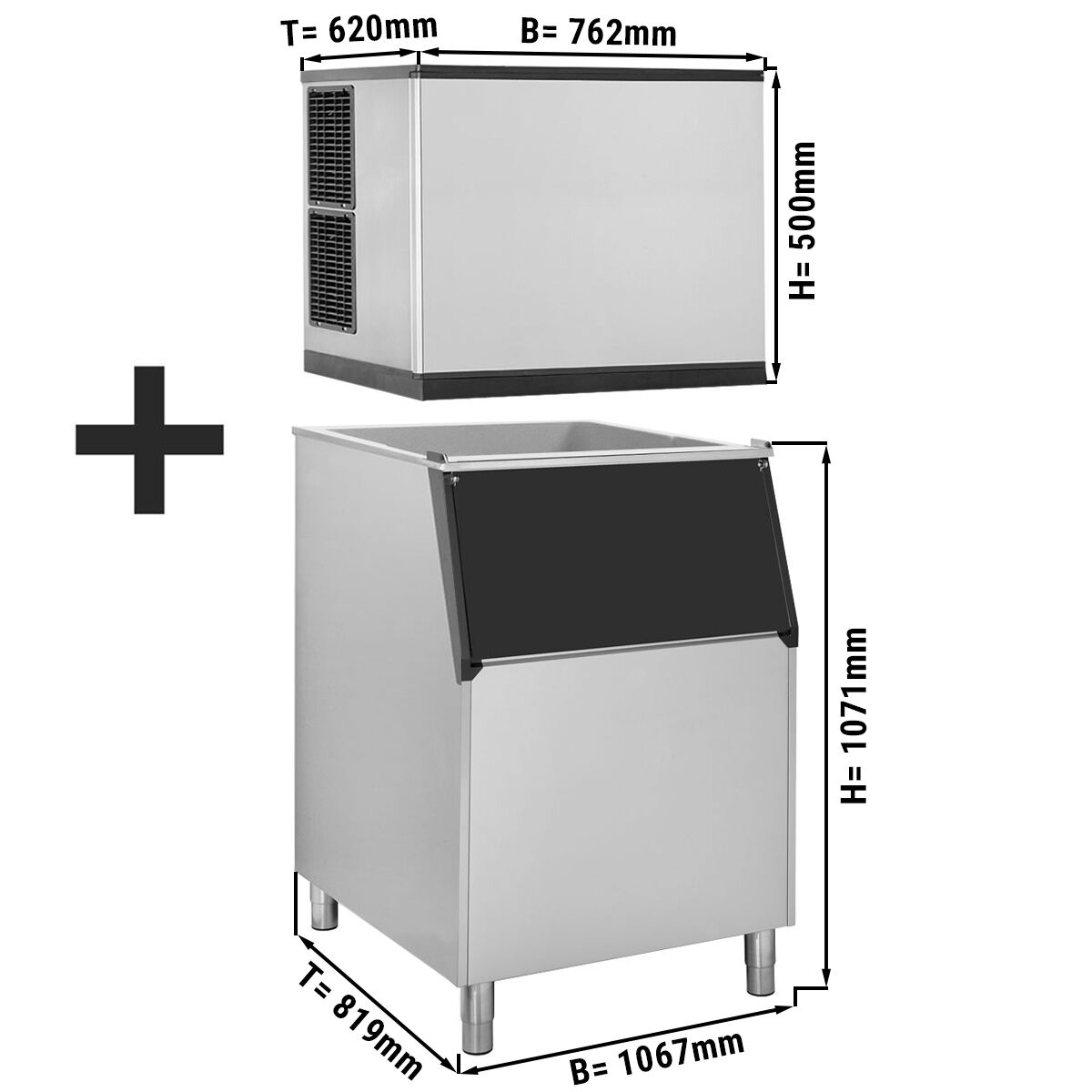 Machine à glaçons - Cubes - 212 kg/24 h - y Bac à glaçons
