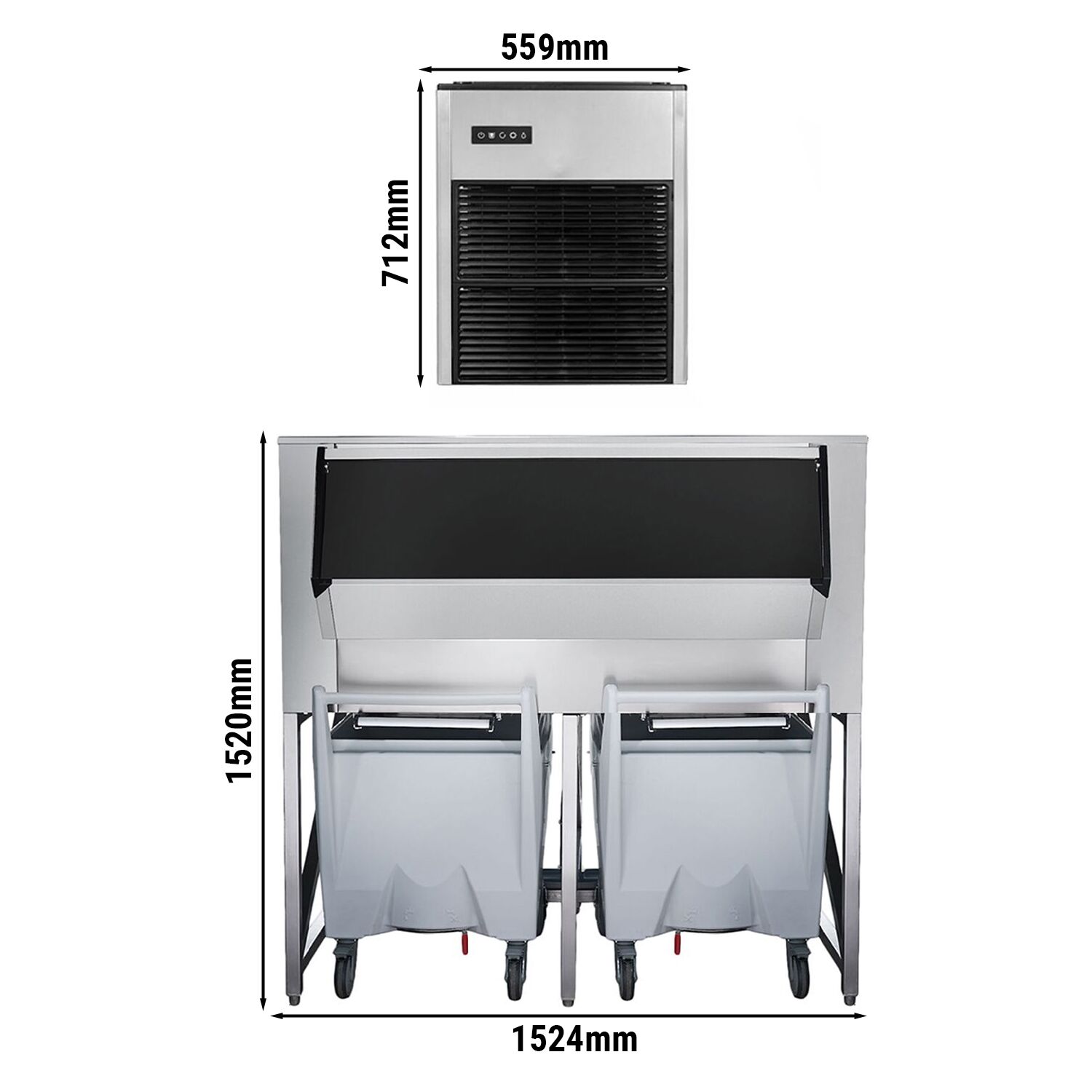 Eiswürfelbereiter - Nugget - 335 kg /24 h - inkl. Eisvorratsbehälter & Transportwagen