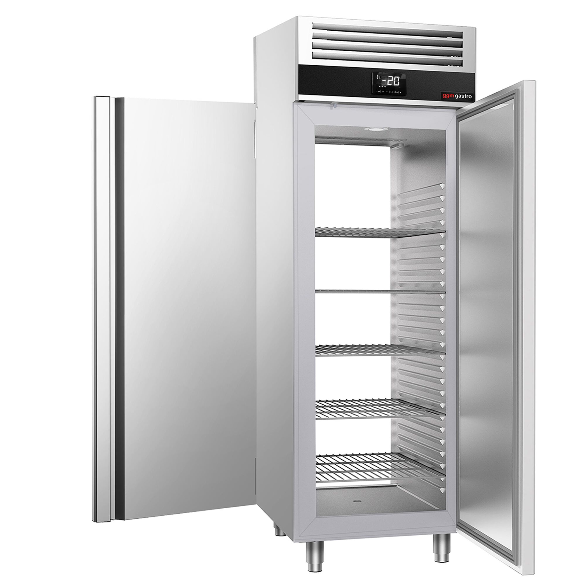 Armoire réfrigérée négative en acier inoxydable AISI 304 PREMIUM - GN 2/1 - 1460 L - avec 1 porte avant & 1 porte arrière & 3 grilles de support & 3 paires de glissières