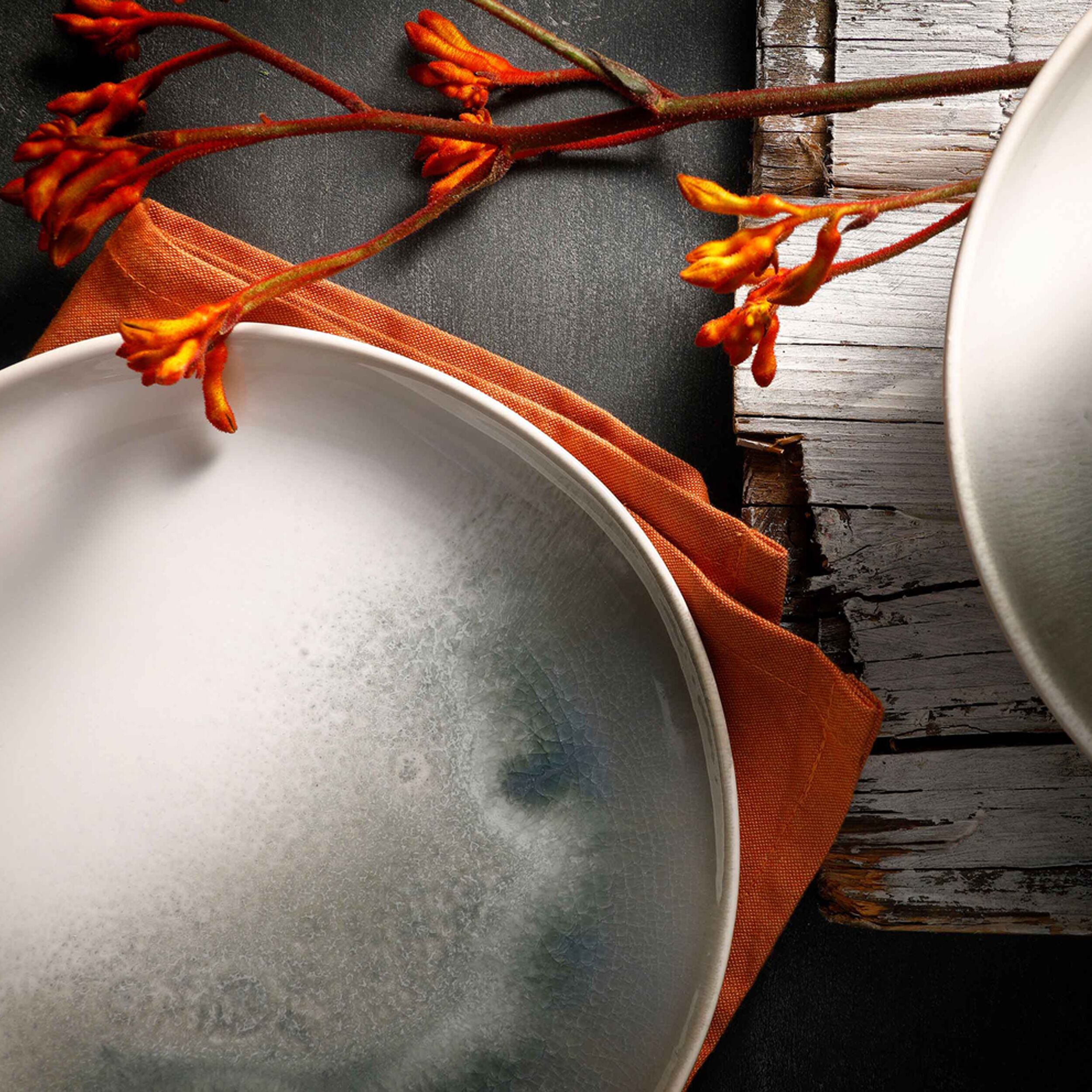(6 pièces) NORDIC – Bol / Assiette creuse – Ø 225 mm – Vert/Blanc