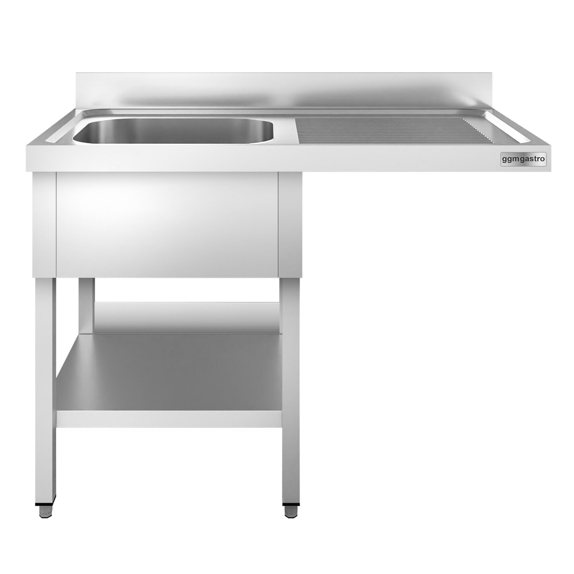 Plonge PREMIUM en acier inoxydable - 1400x600mm - 1 bac - bac à gauche - avec espace lave-vaisselle - adossée/avec dosseret