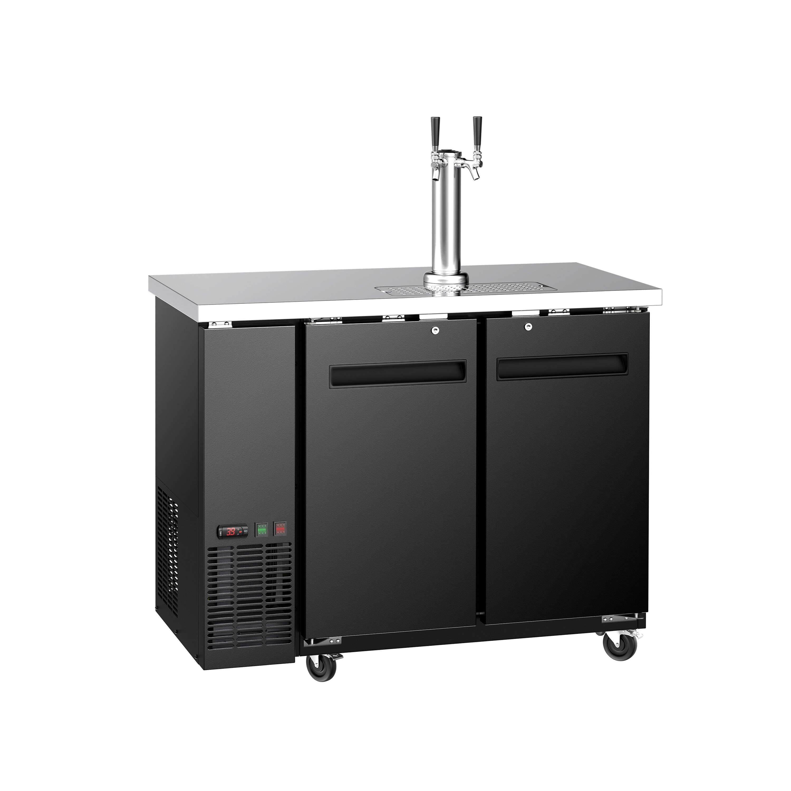 Tireuse à bière professionnelle - 2x 50L fûts - 2 robinets - 1240x620mm - 2 portes pleines