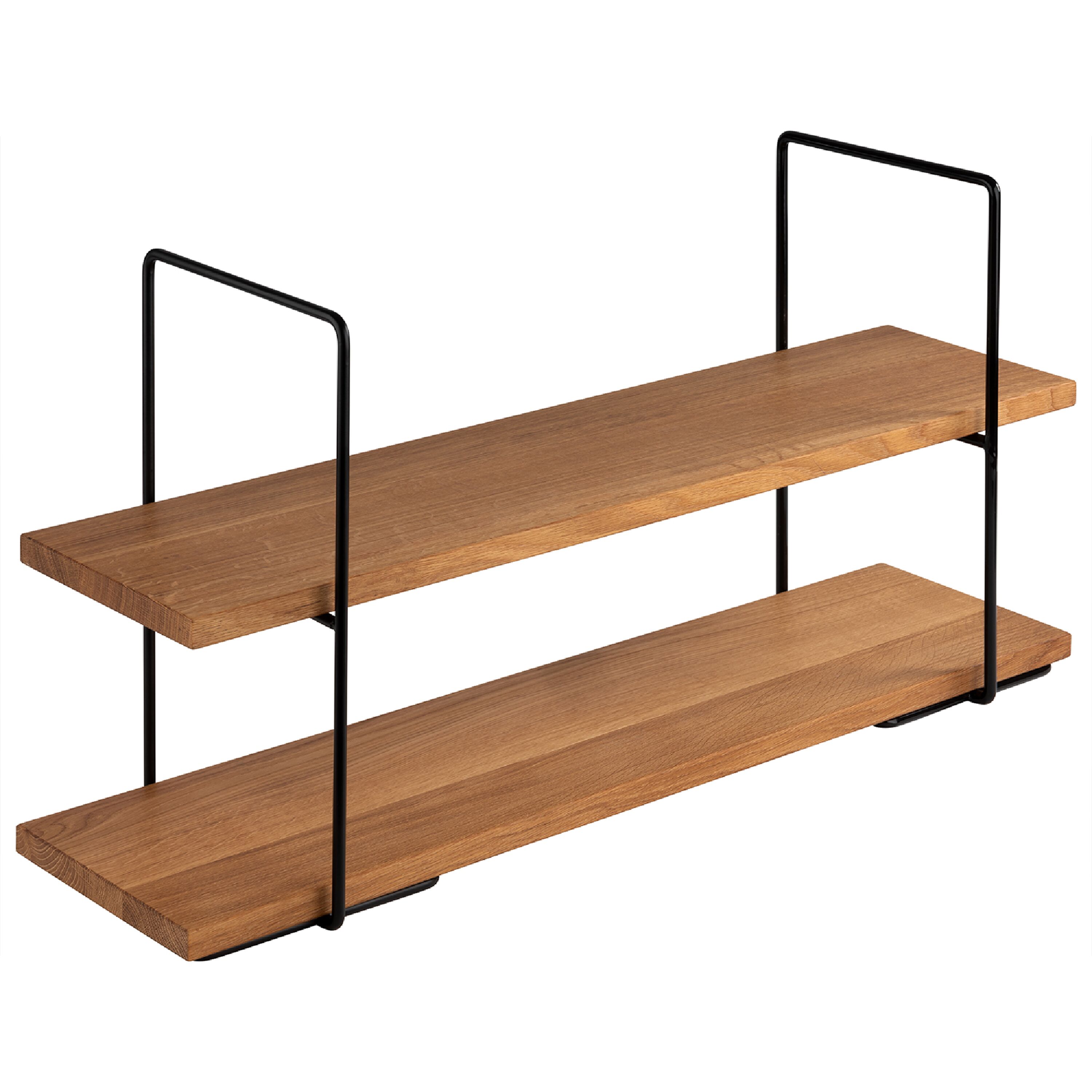 Présentoir buffet - 2 niveaux - PERFECTO LARGE - Rectangulaire - Structure en métal - Plateaux en chêne/bois