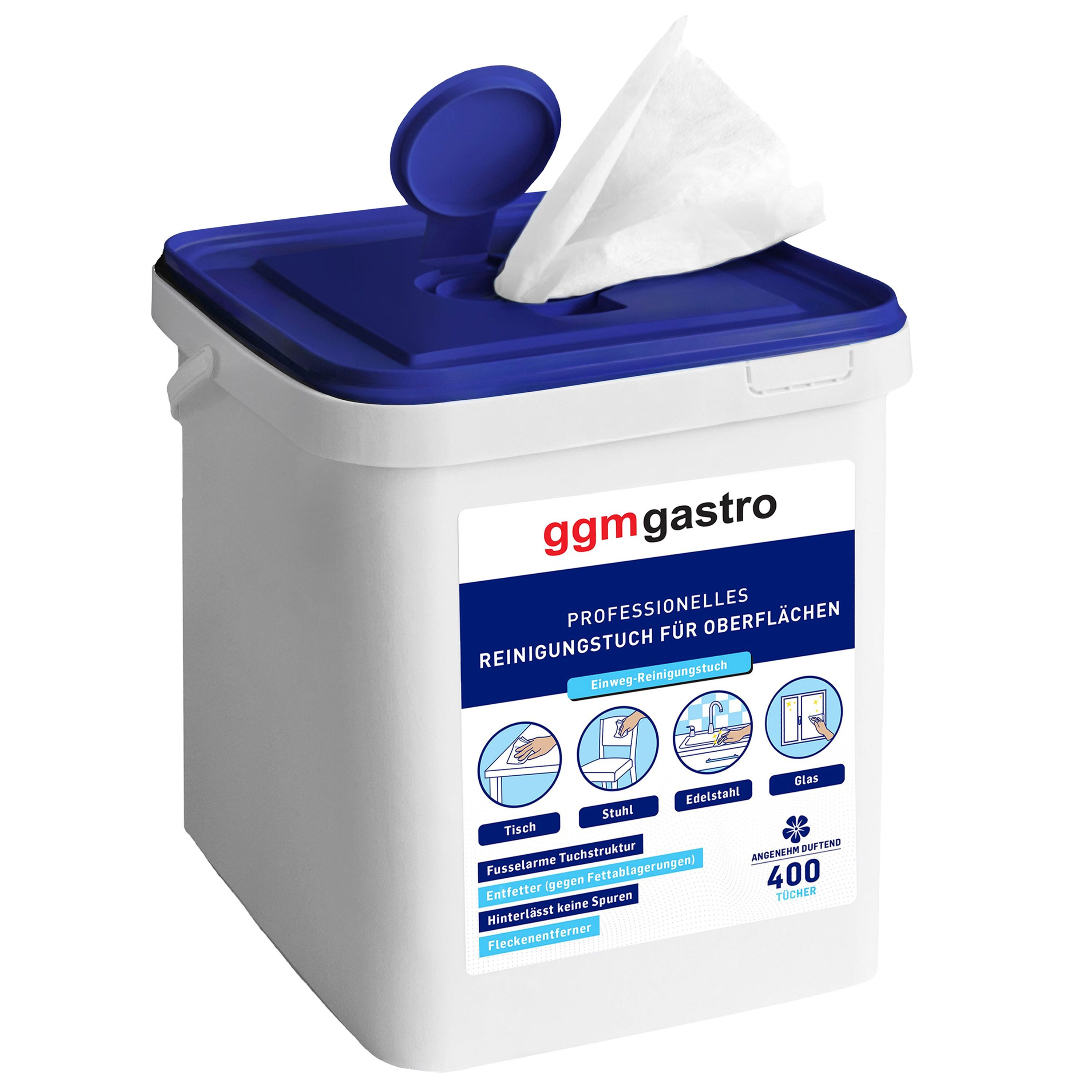 Lingettes nettoyantes & multi-usages pour surfaces - 1600lingettes - Dégraissant & sans traces - incl. 4 distributeurs réutilisables avec couvercle
