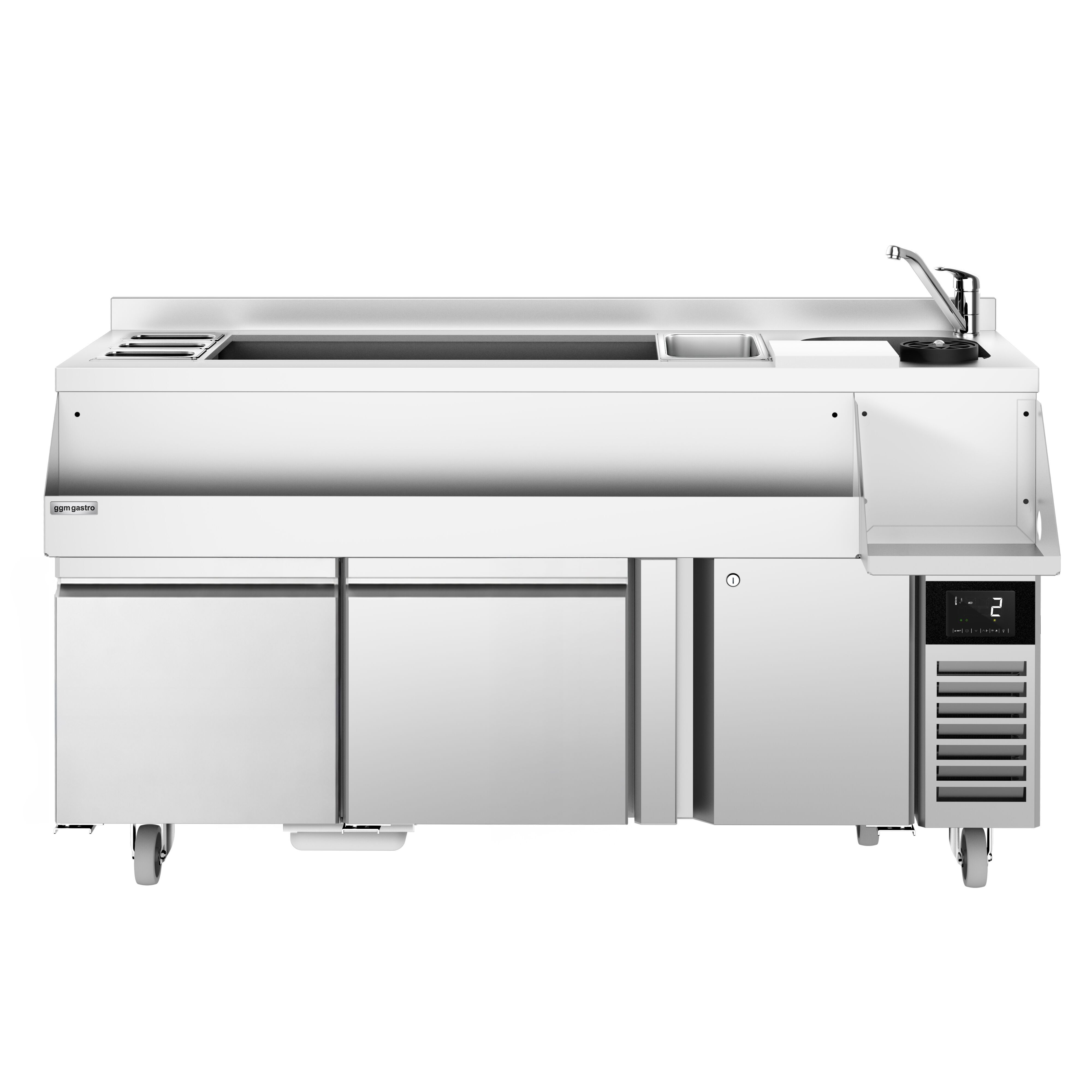 Barowy stół chłodniczy - 1600mm - 235L - 1 drzwi, 2 szuflada[y] - 230V