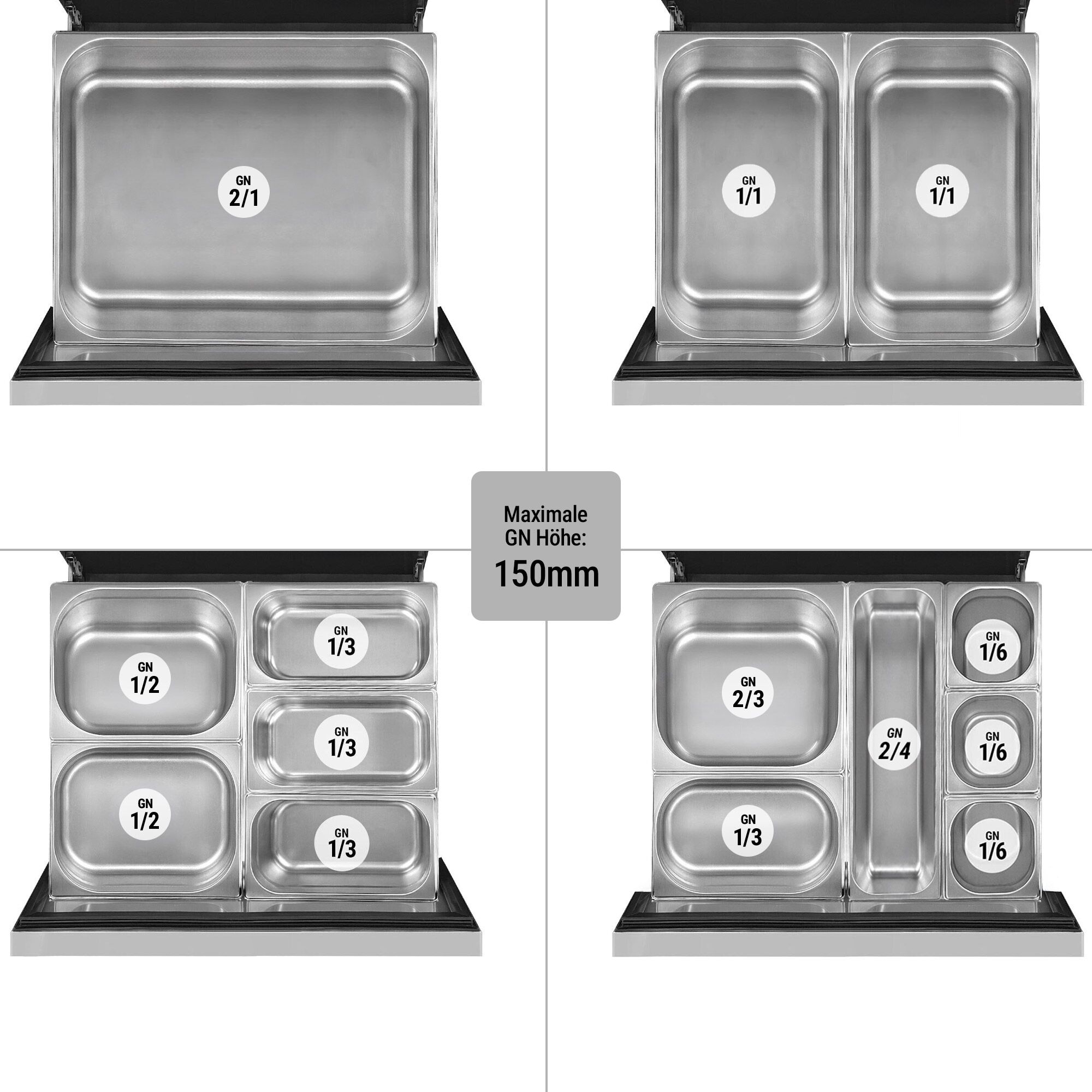 Commercial Undercounter Fridge Freezer - 905mm - 2 Drawer - 2x GN 1/1 - incl. Chip Scuttle