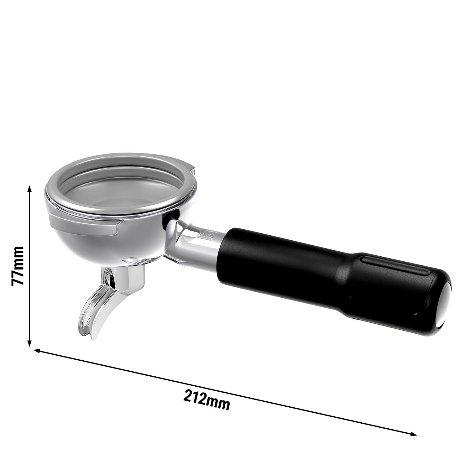 Porte-filtre 1 bec - Noir - Acier inoxydable - Ø58,8mm - Capacité: 7g de café moulu - Poignée en plastique - pour machines à expresso à porte-filtre Allegro, Eminence, Grace & Suprema