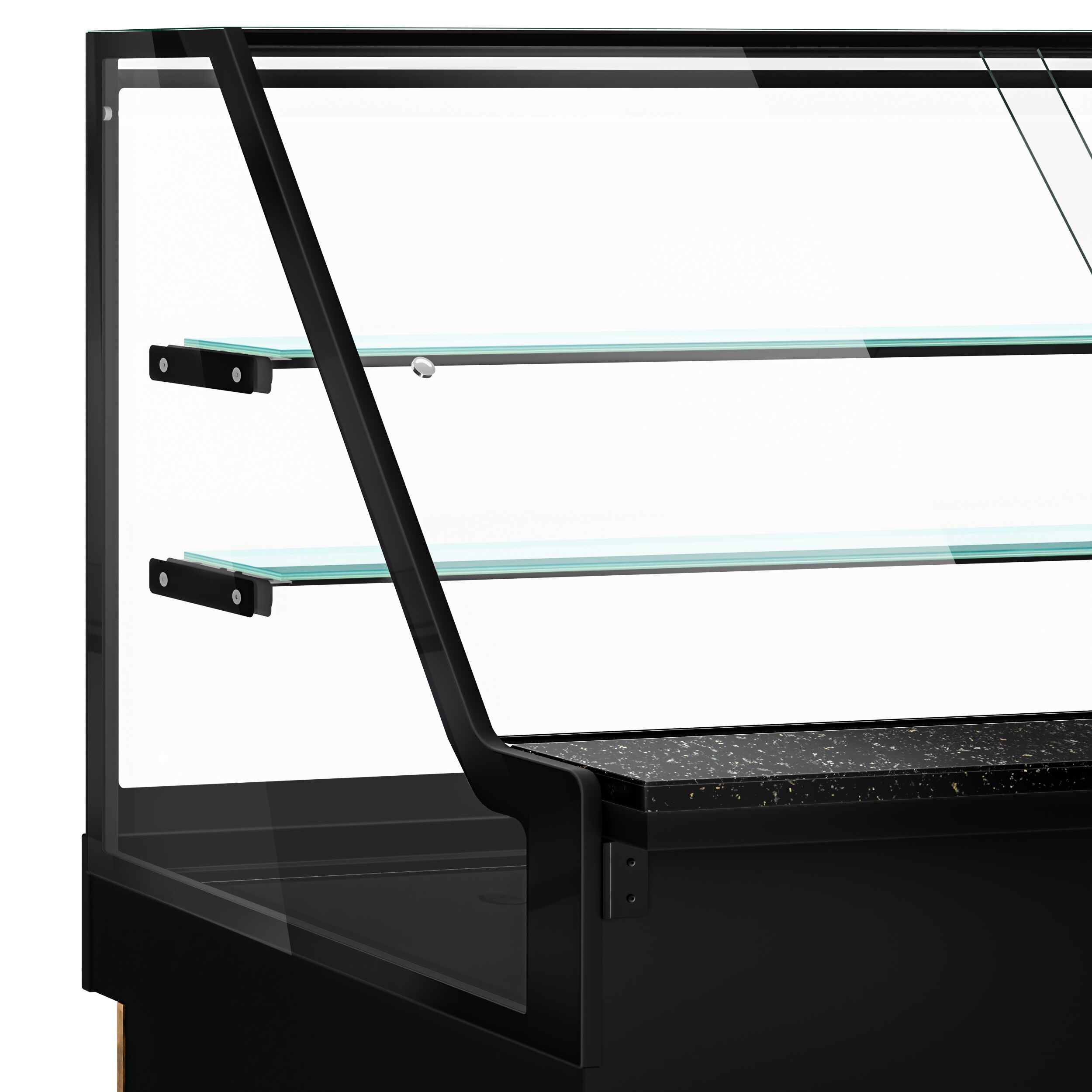 Serve Over Counter TORONTO - 1000mm - double glazing - black front - with 2 shelves - granite worktop